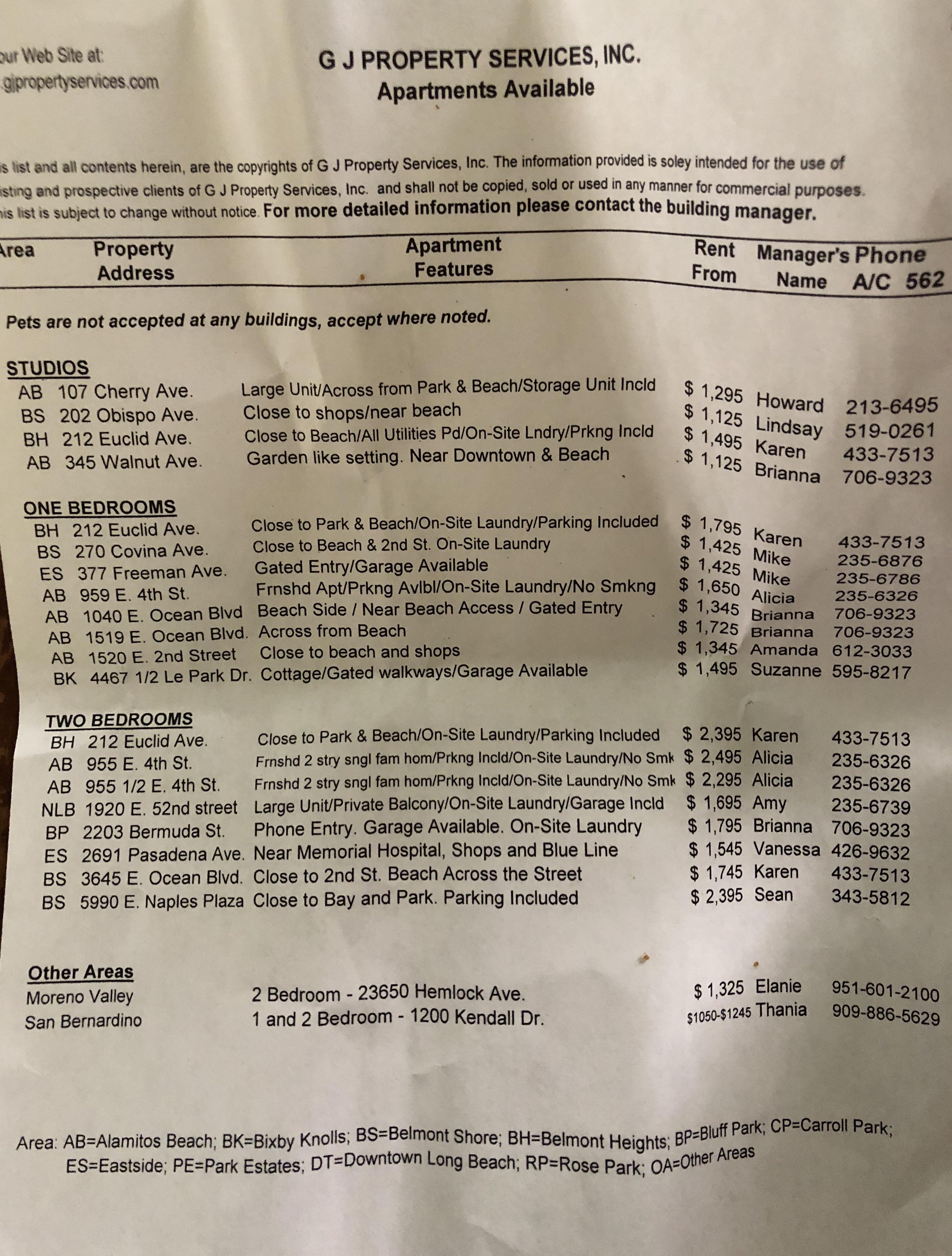 Picked up this flyer apartments for rent GJ property services posting