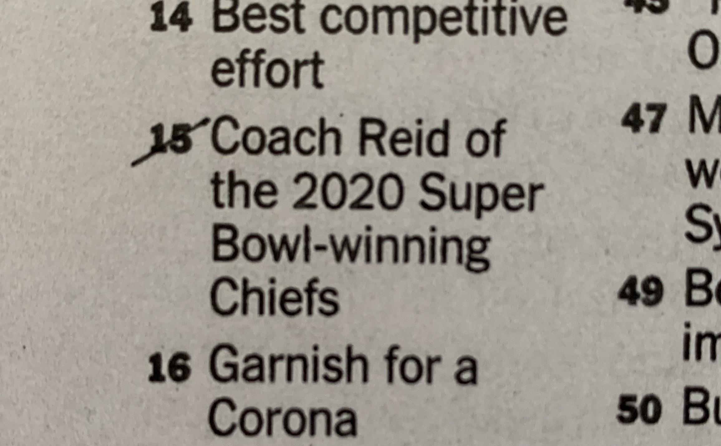 From the Times crossword today WE MADE IT, MY DUDES. KansasCityChiefs