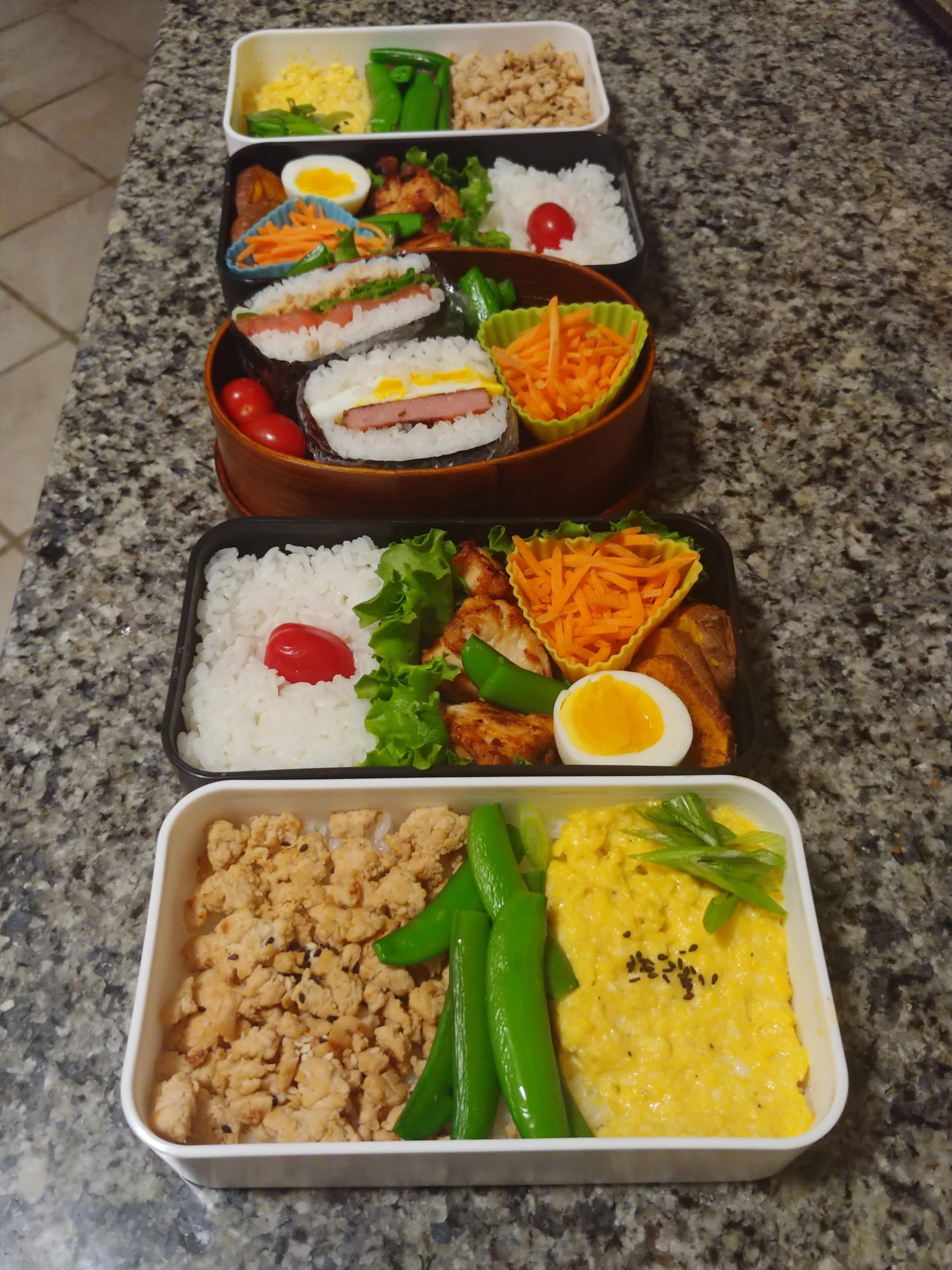I spent my Tuesday evening prepping bento lunches for the rest of the week for me and my partner