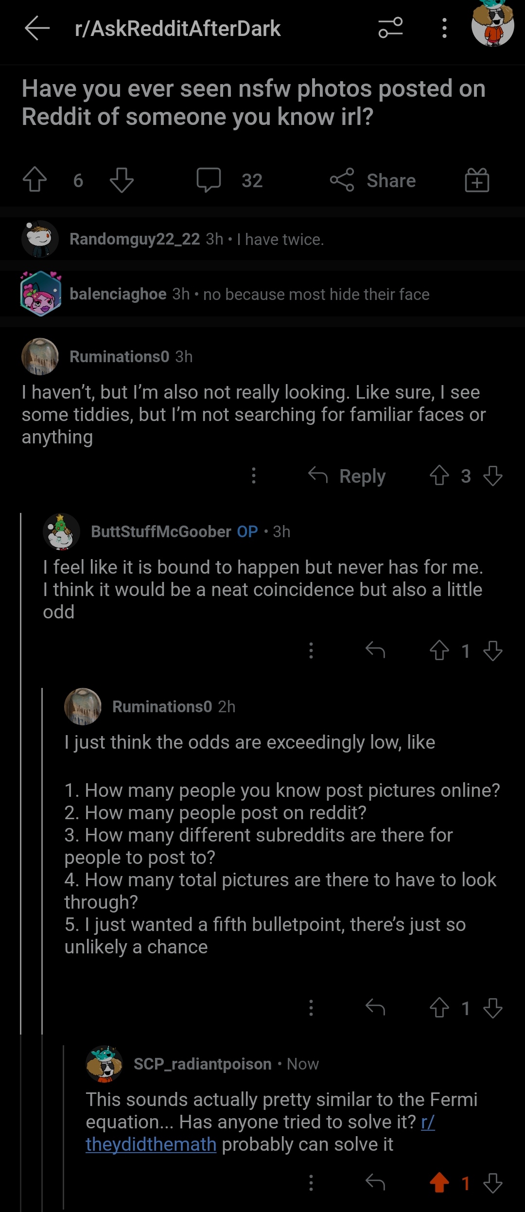 [REQUEST] what are the odds you find nudes of someone you know IRL on