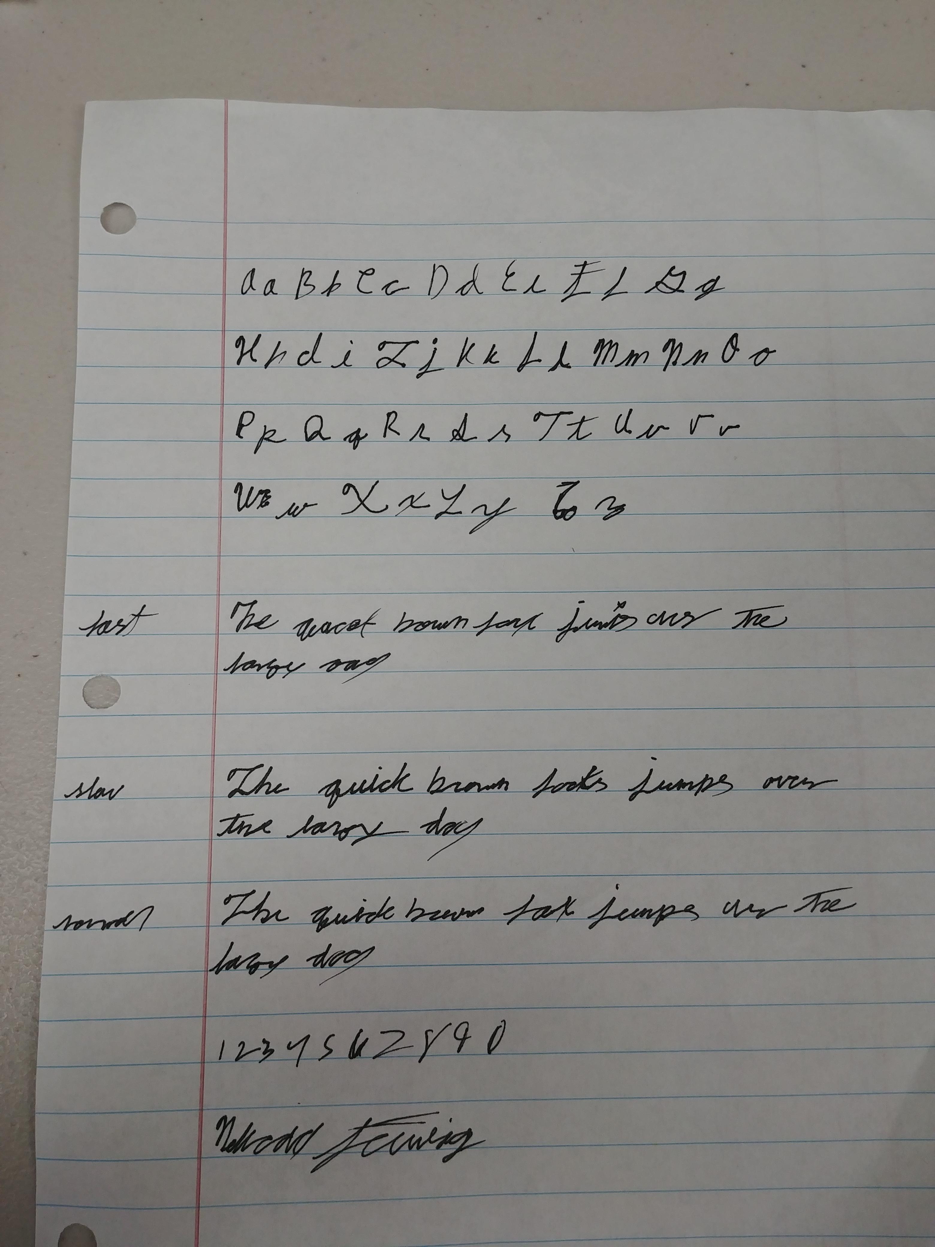 My hand writing, you don't want to see my non cursive Handwriting