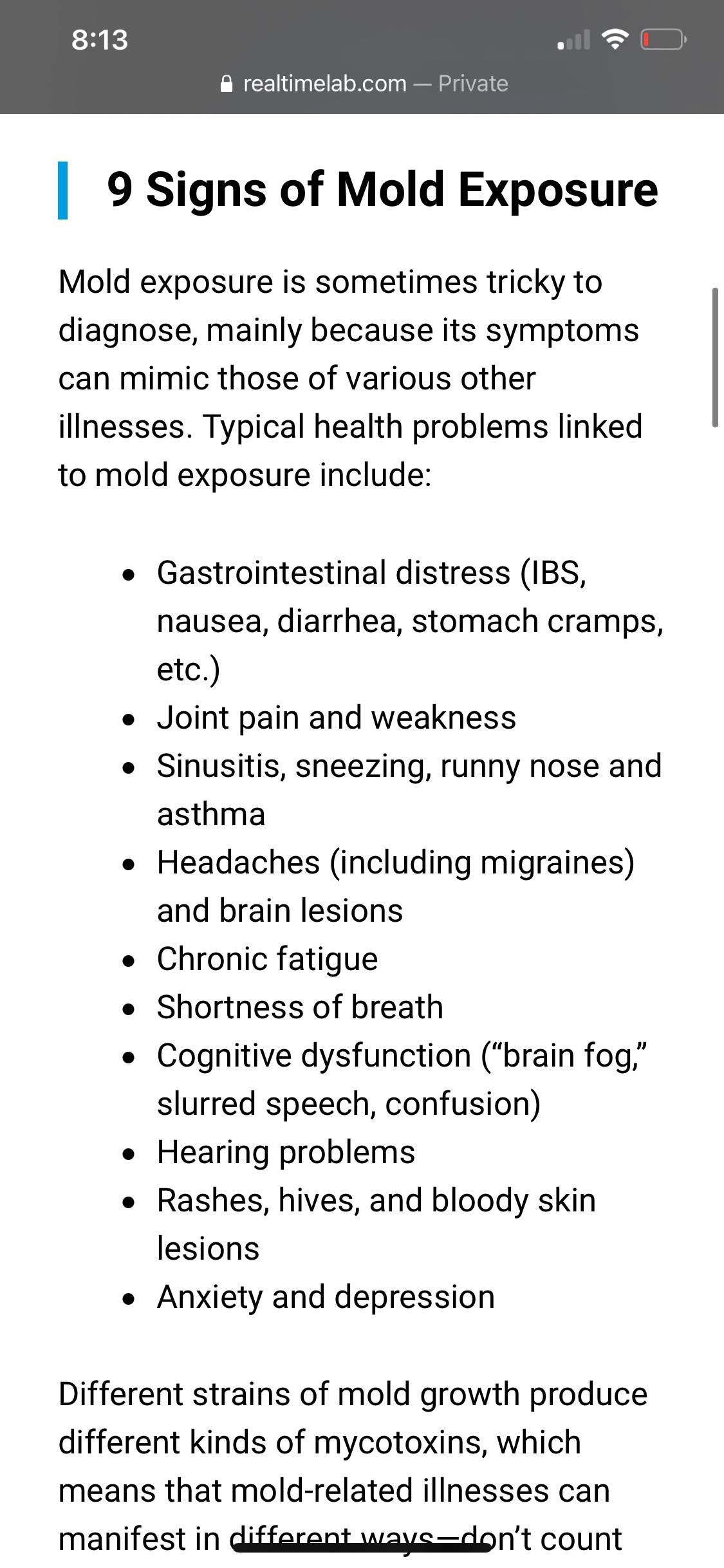 Mold Exposure or IBS!? I have had basically all of these symptoms the