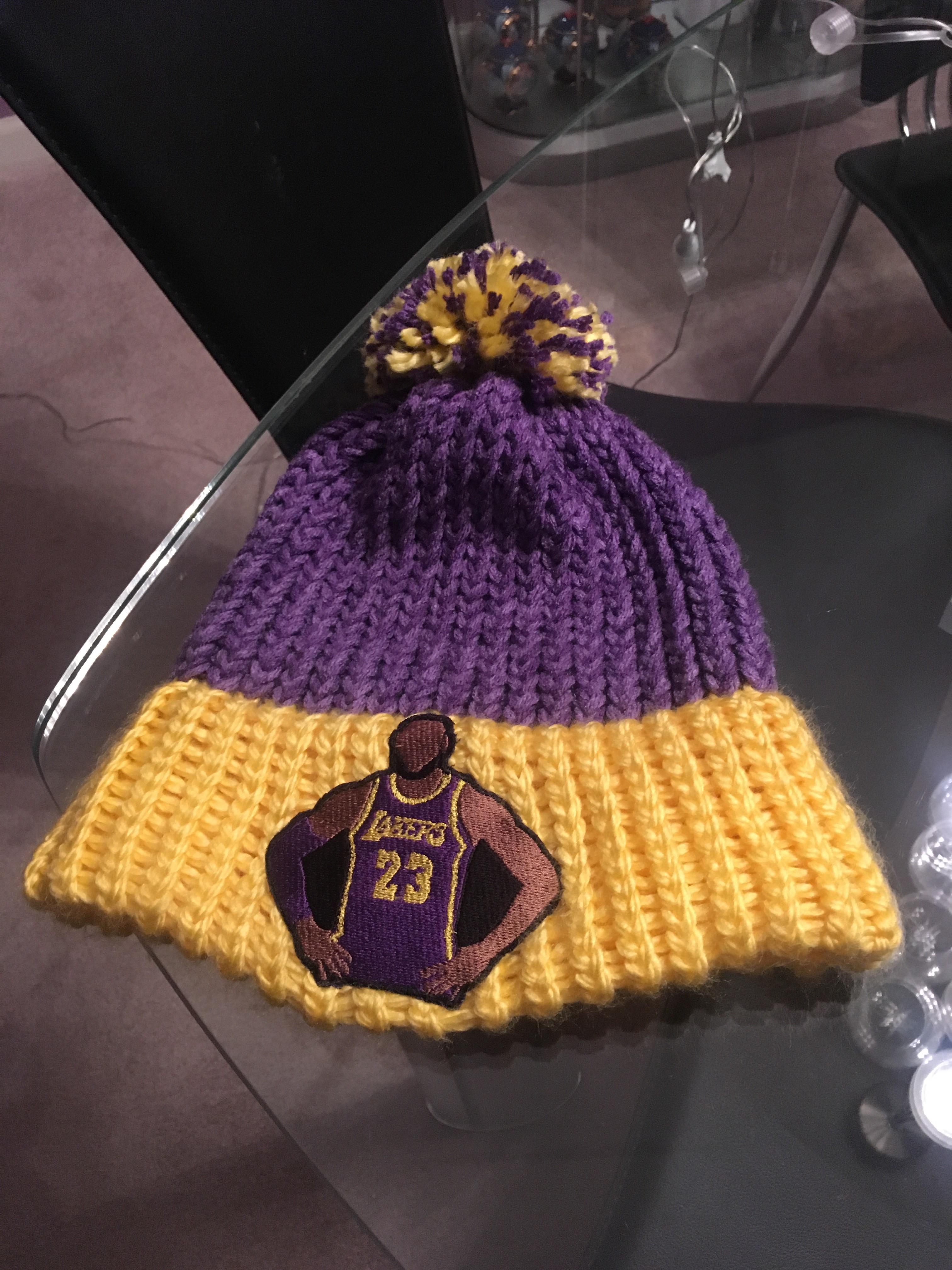 My Mom knit me this LeBron Lakers hat! r/lakers
