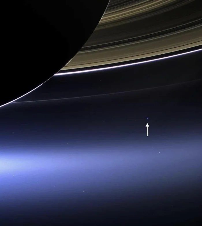 The image of Earth as seen from Saturn. (Image from NASA's Cassini