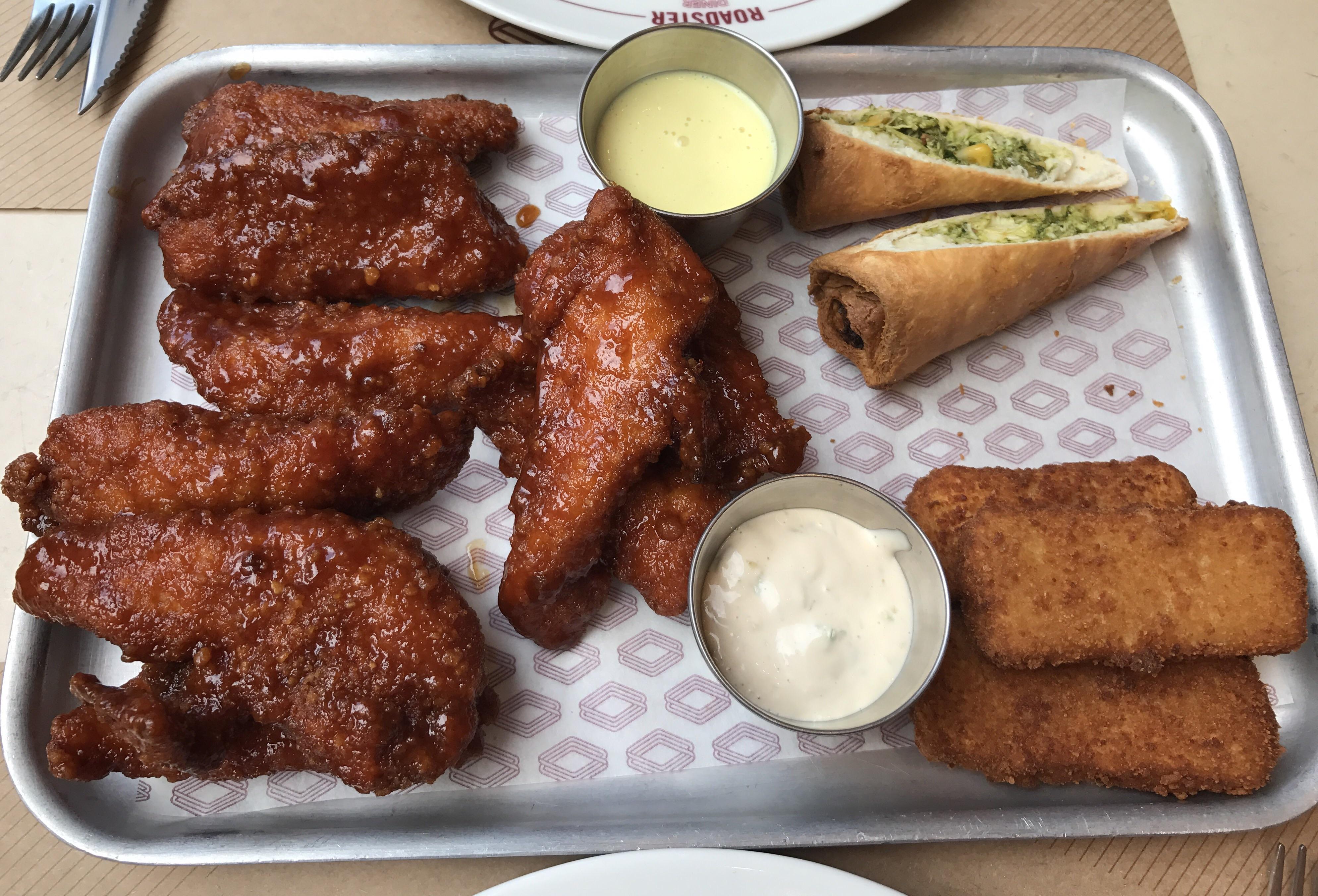 [I ate] chicken strips dipped in BBQ sauce, mozzarella sticks, and