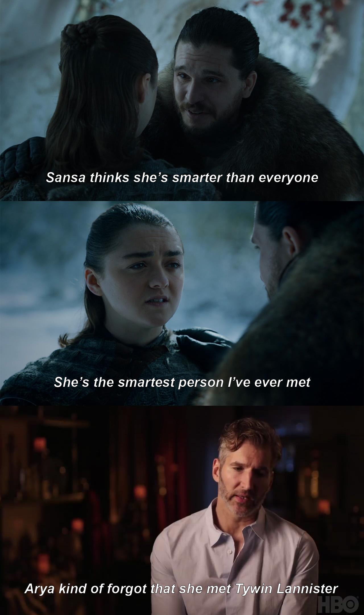 Arya kind of that she met Tywin Lannister r/freefolk