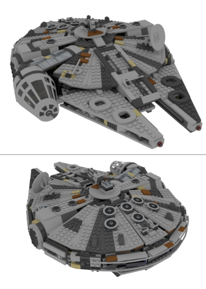 I modeled every brick from the Lego Millennium Falcon set 75257 and