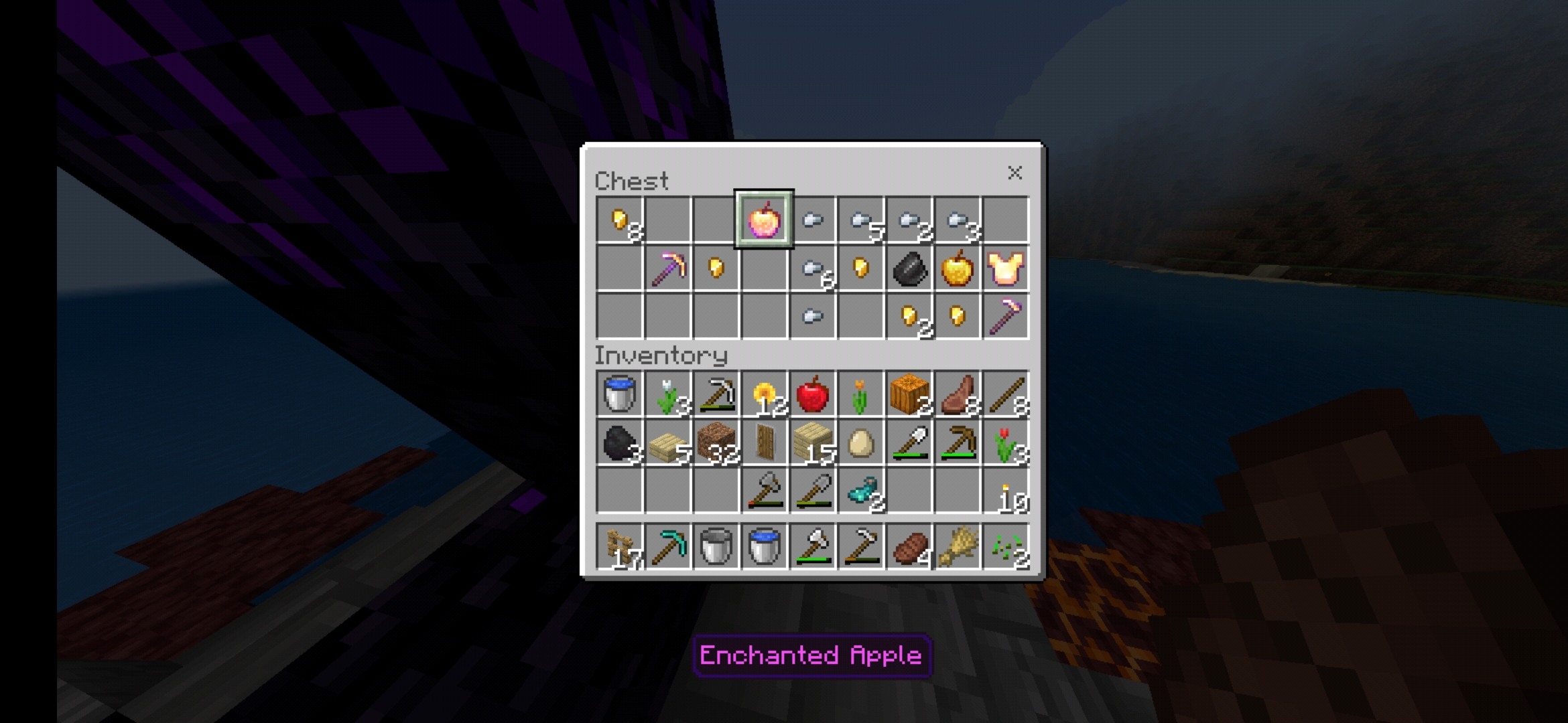 I got an enchanted golden apple in Minecraft bedrock edition