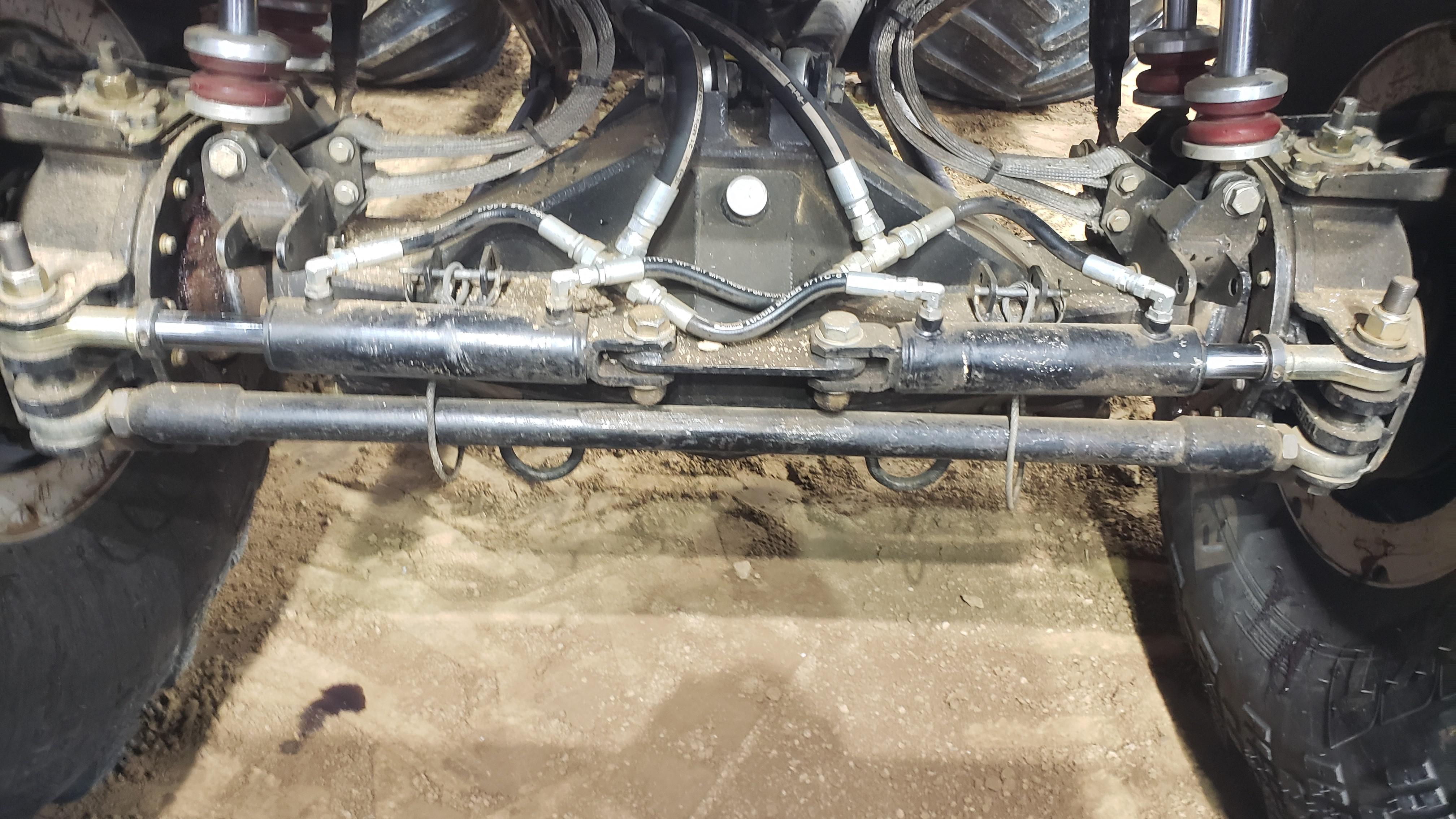 Close up of a monster truck axle housing r/4x4