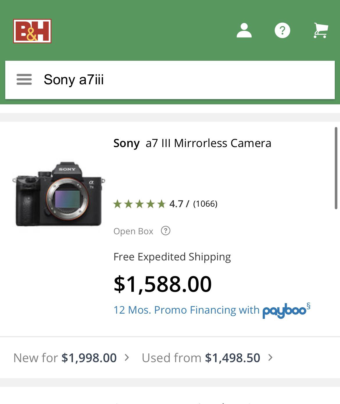Trying to buy a used sony a7iii, is this a good deal? Is B&H Credible