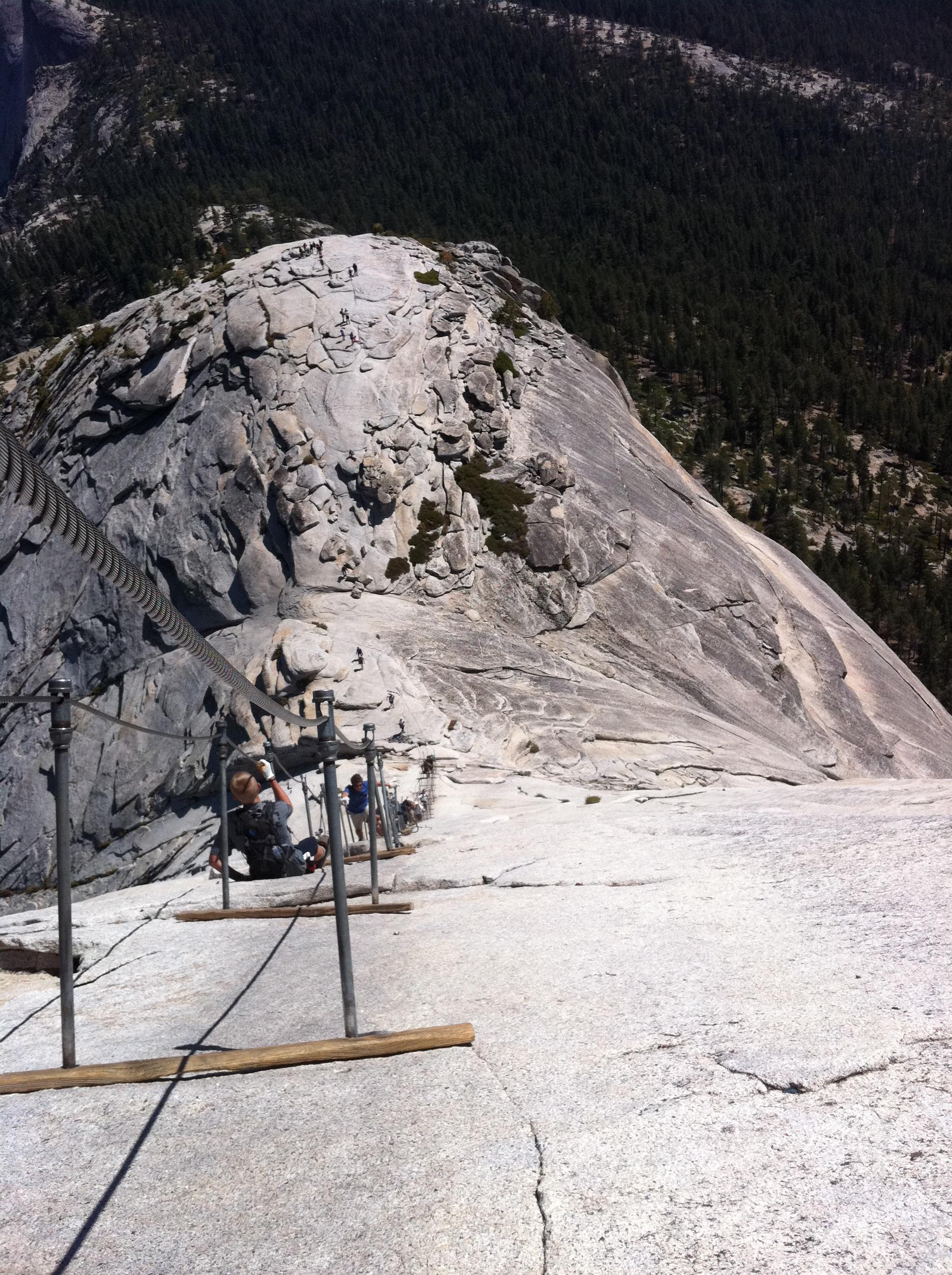 Looking down the Half Dome cables r/CampingandHiking
