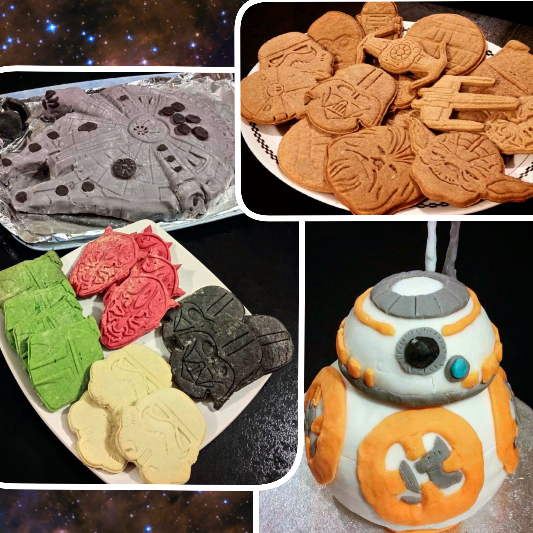 Did some Star Wars baking! A BB8 and Millennium Falcon cake and