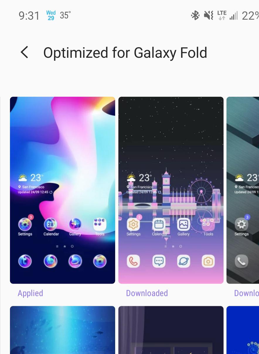 2 new Optimized themes in the galaxy themes app GalaxyFold