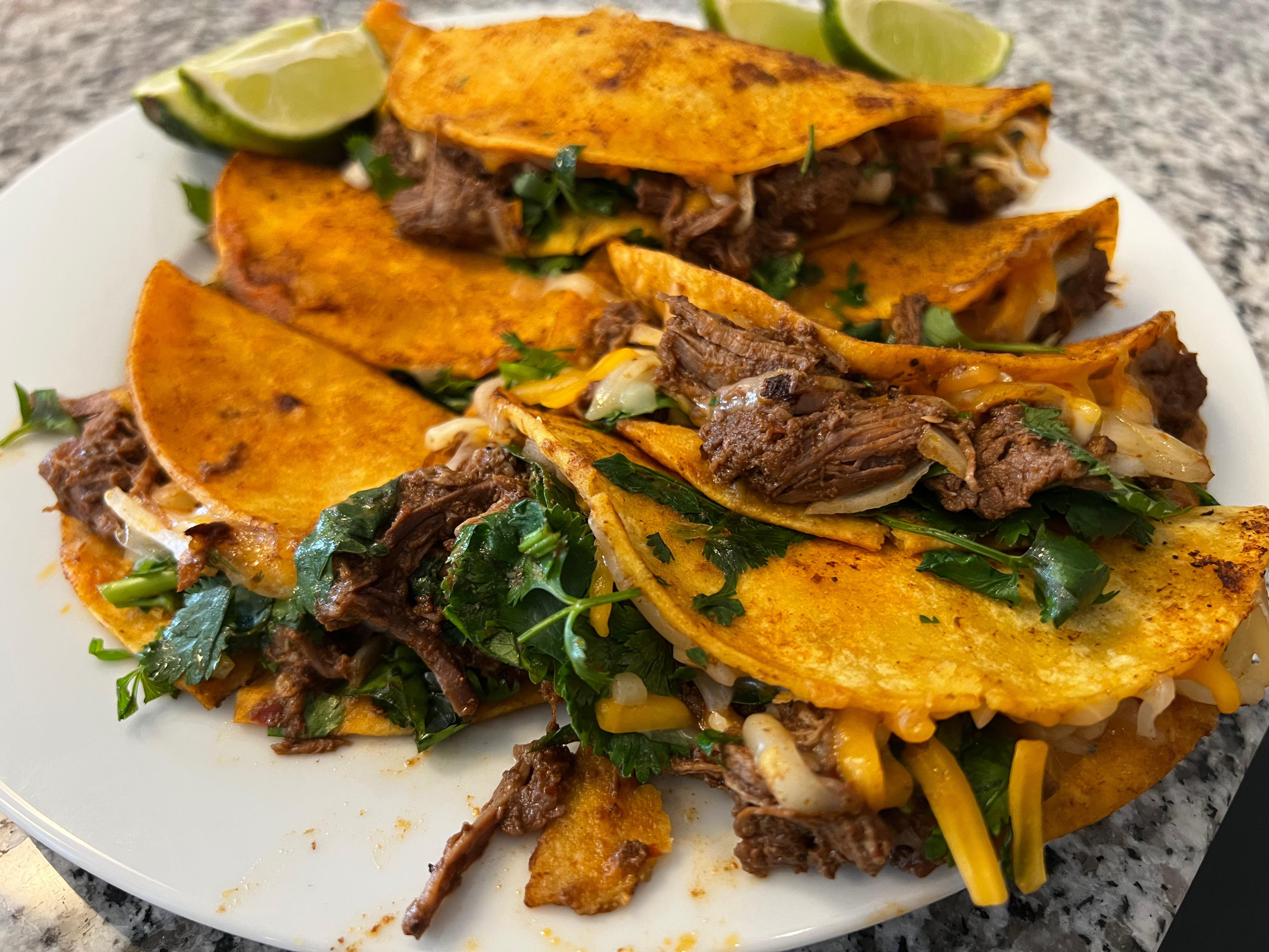 Beef Birria Tacos with Trader Joe’s 3 blend cheese. r/traderjoes