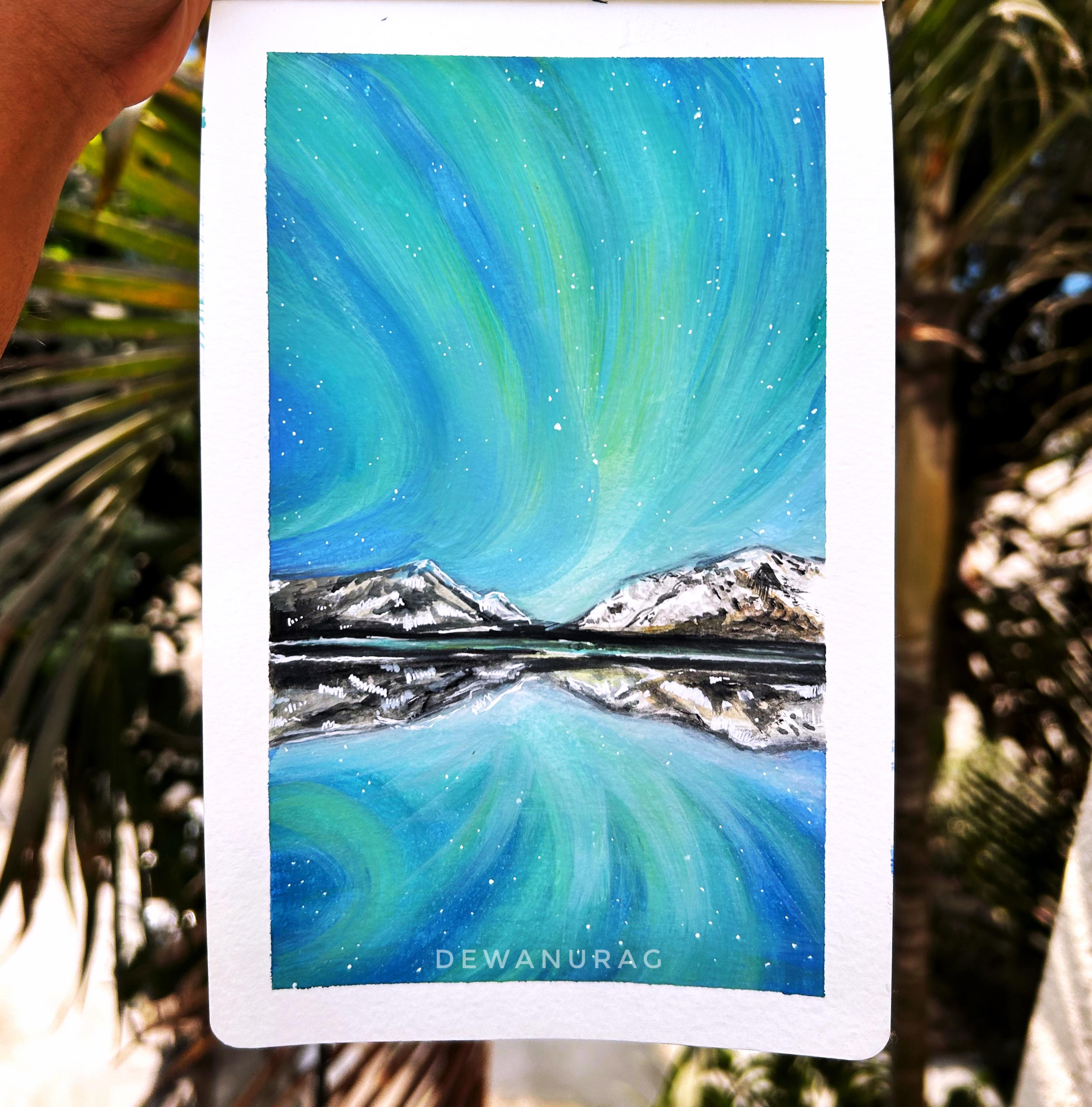 Northern Lights illustration r/Gouache