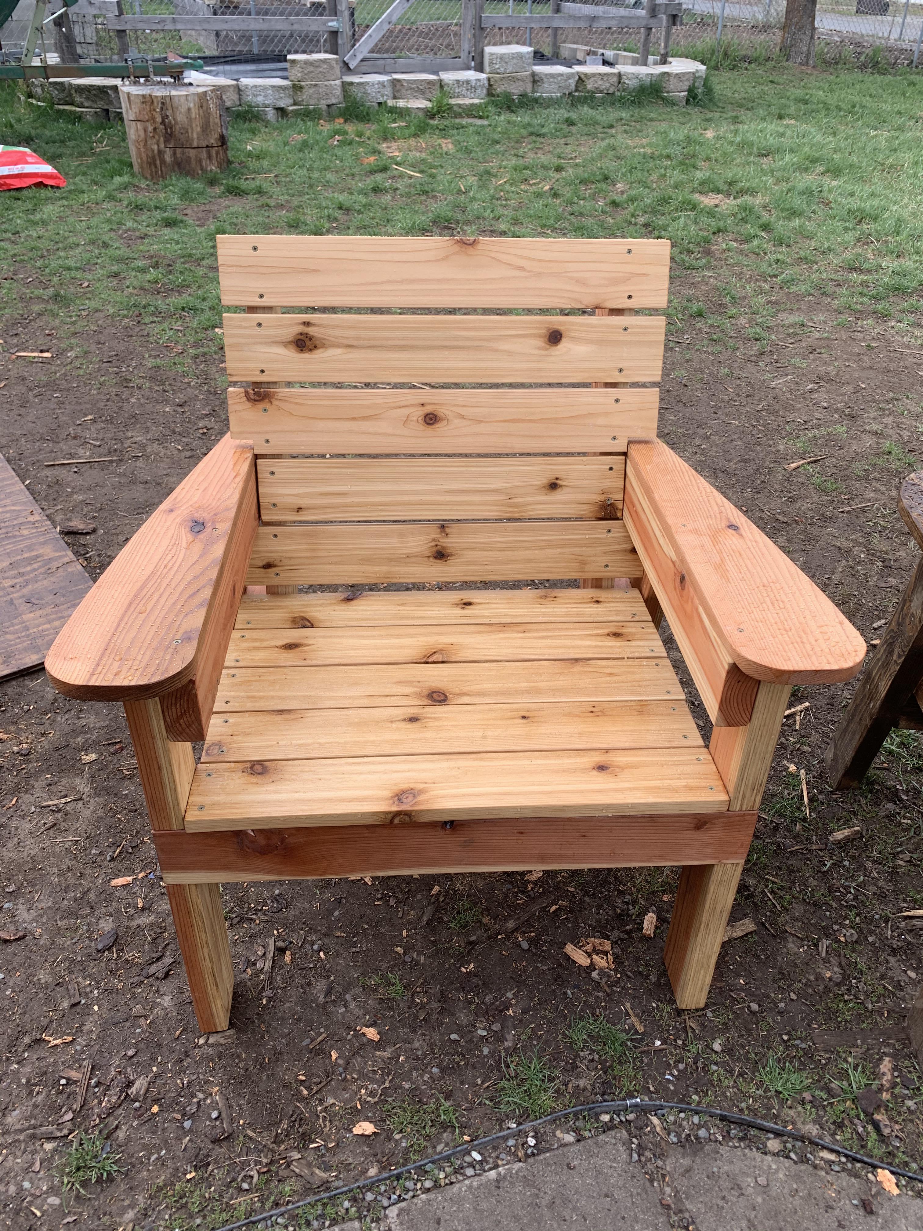 Quarantine patio chair from redwood and cedar. r/woodworking