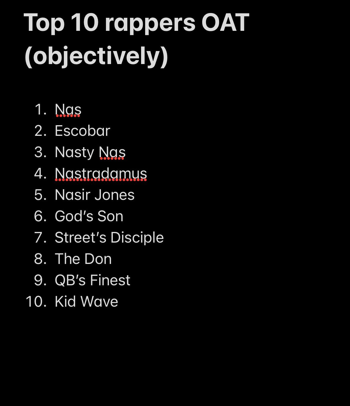 Agree with my top 10 all time? r/nas