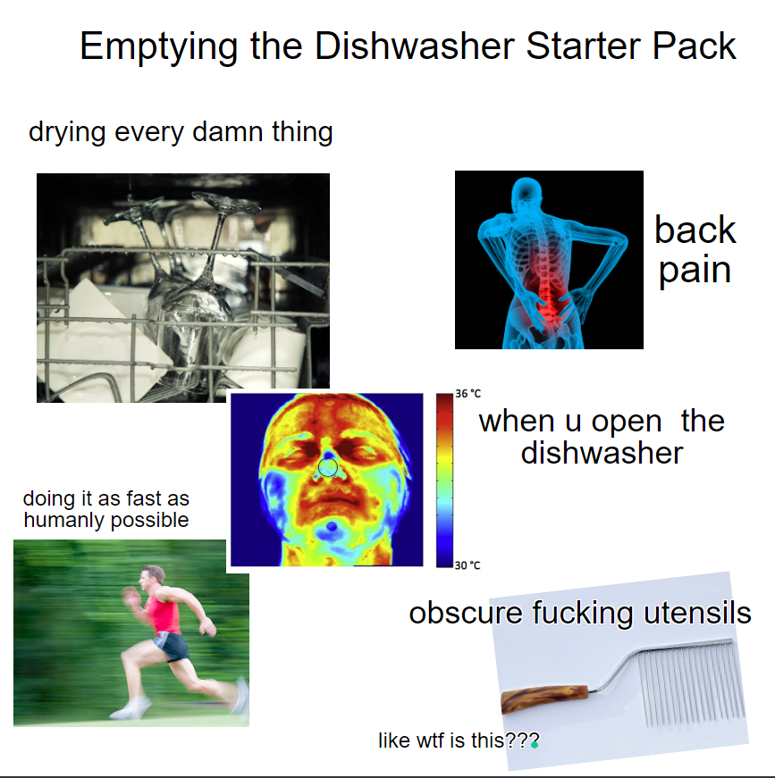 emptying the dishwasher r/starterpacks