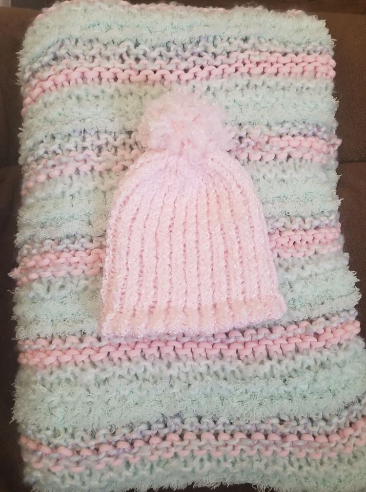Garter stitch blanket with loom knit hat r/knitting