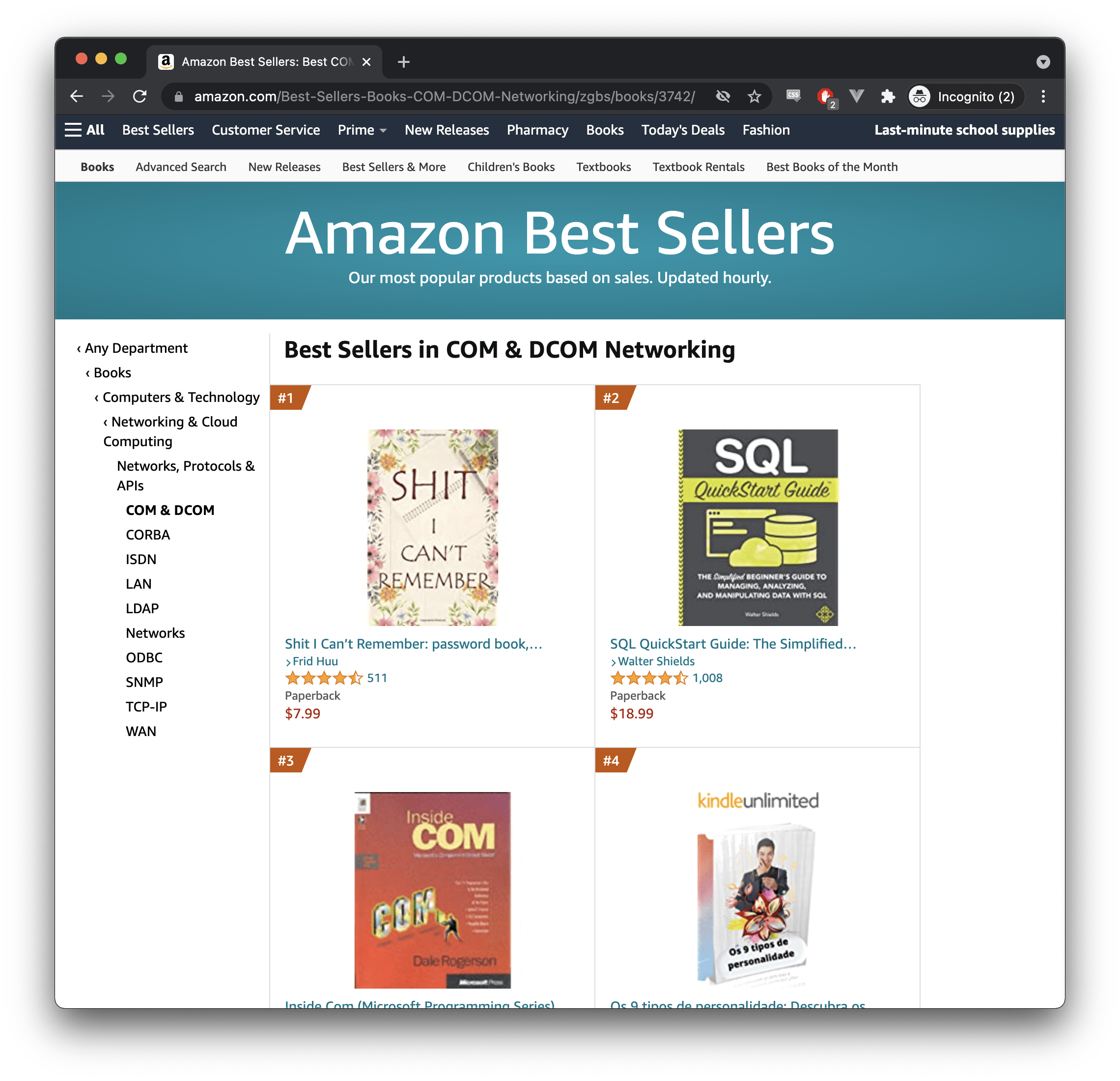1 Best selling book in COM & Networking category r/ProgrammerHumor