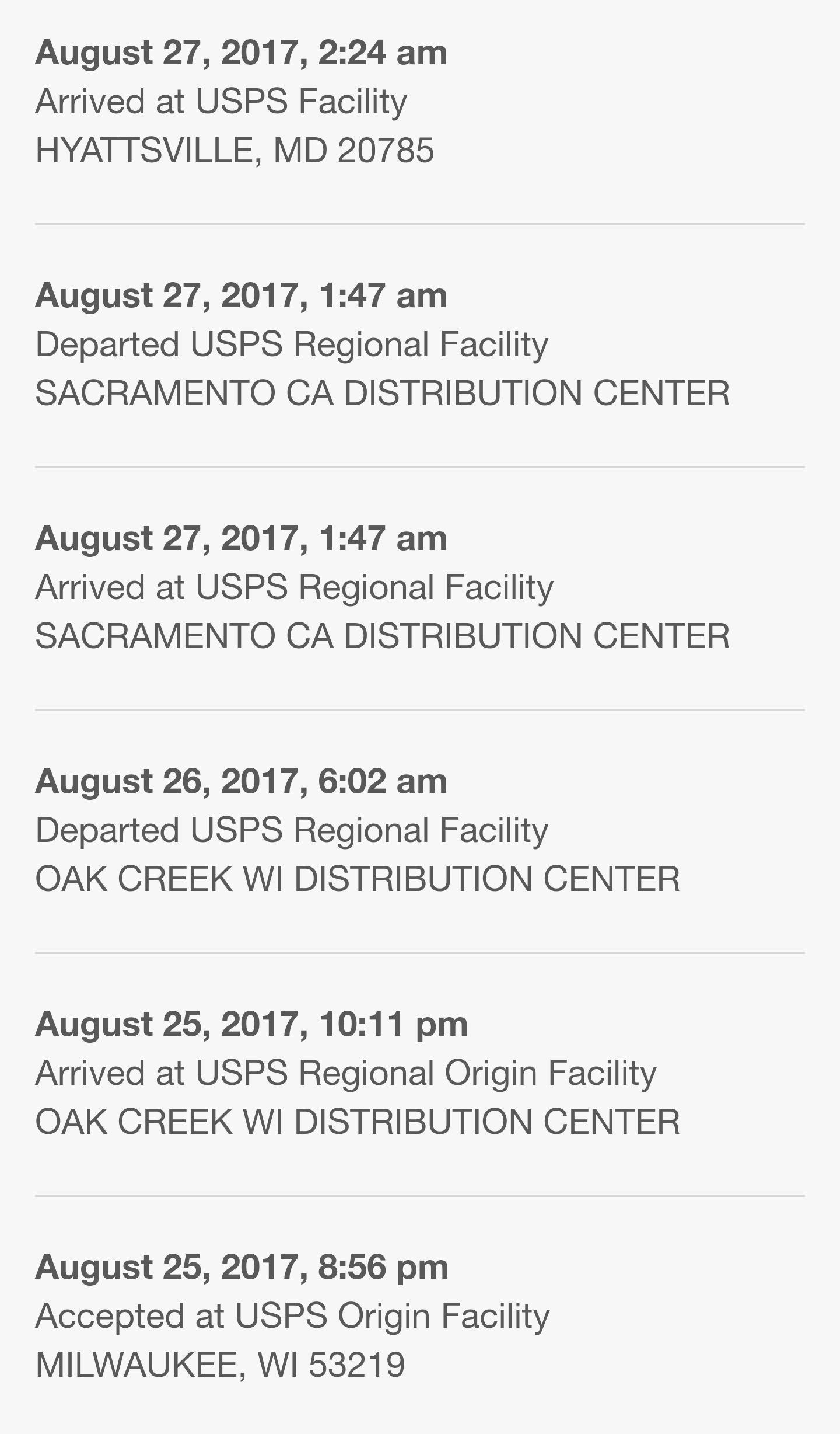 Sacramento California to Hyattsville Maryland in Only 37 Minutes? r/USPS