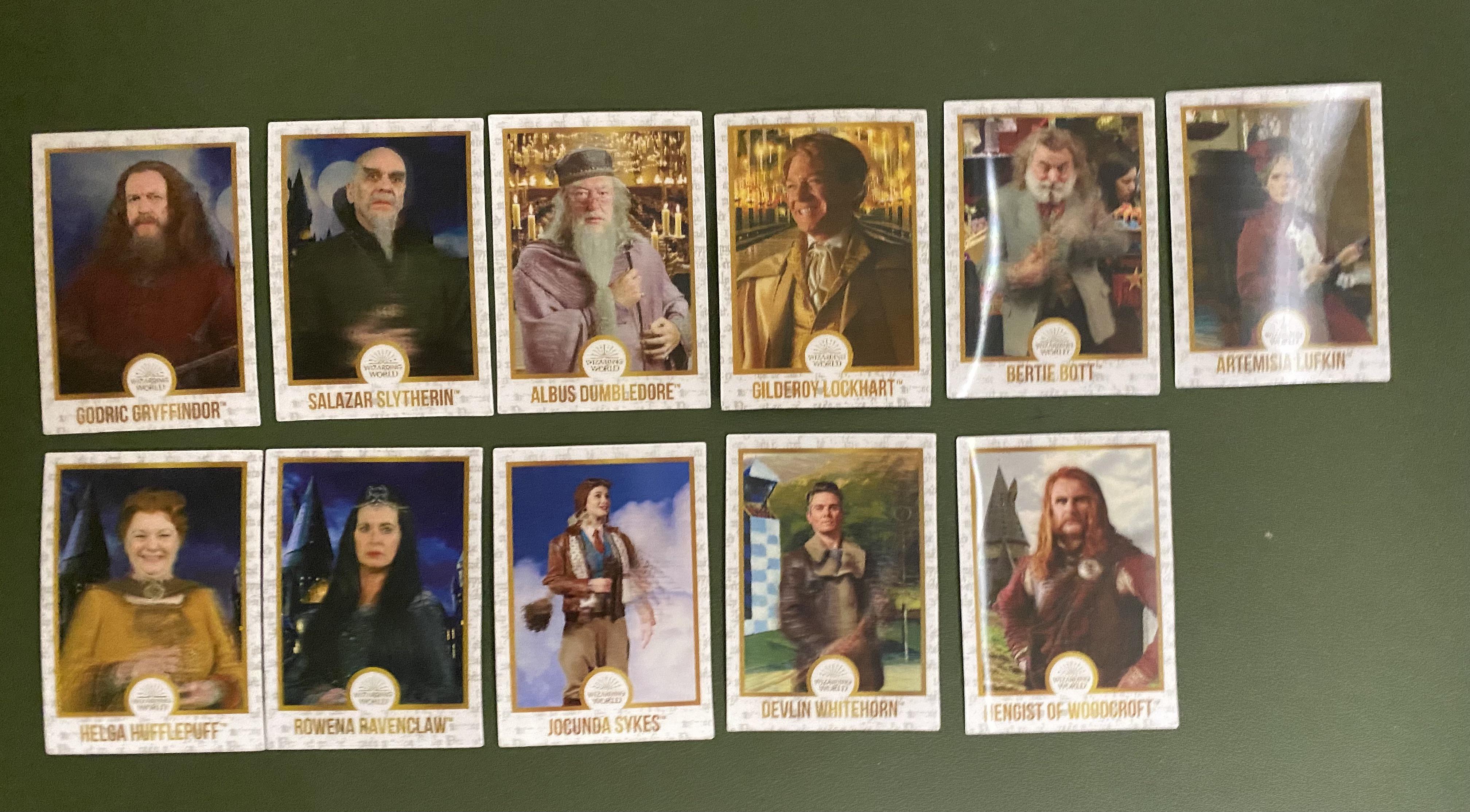 My complete chocolate frog card collection (11 cards in total, but I’ve