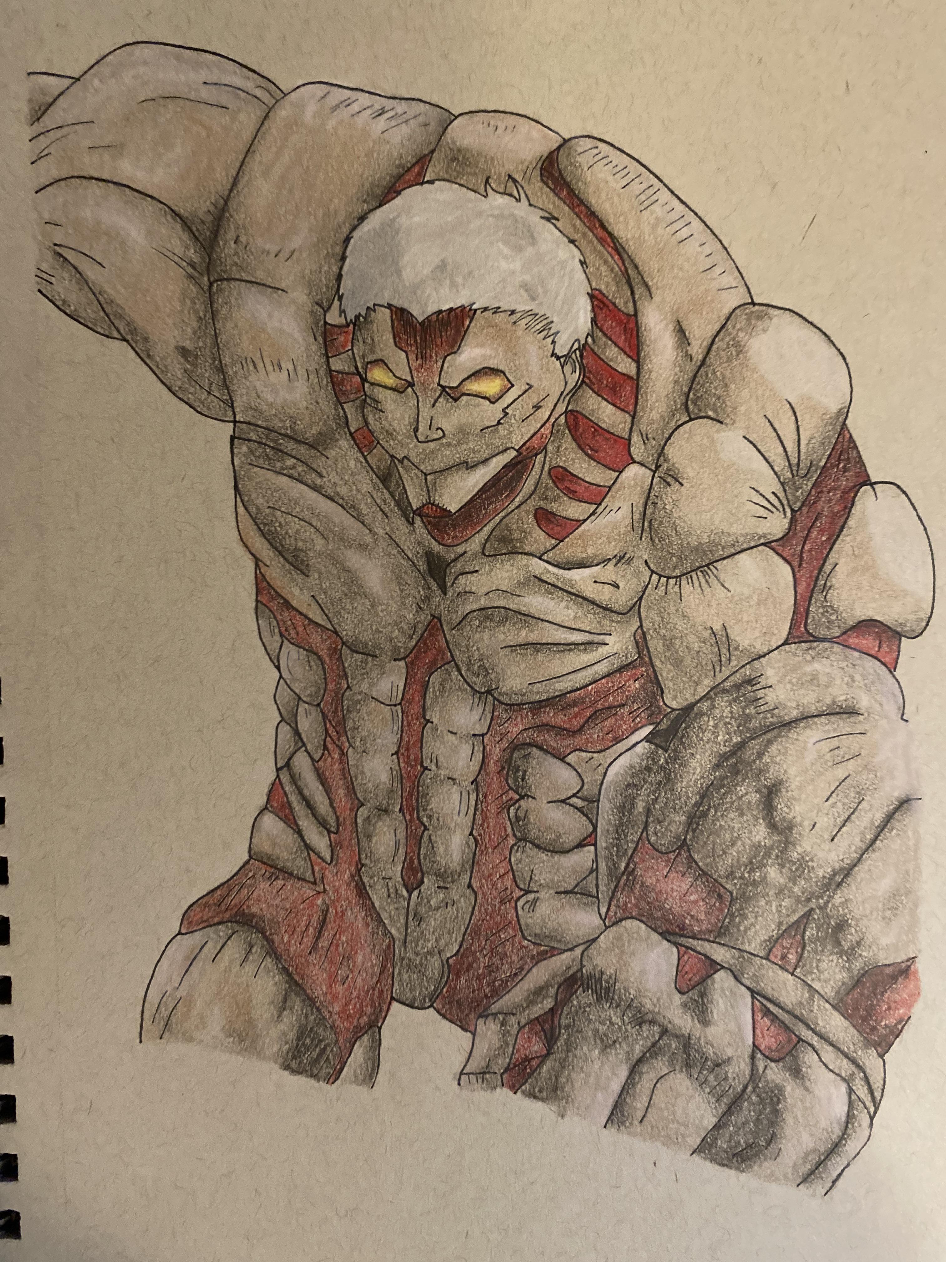 I was bored and decided to draw the Armored Titan ) r/drawing