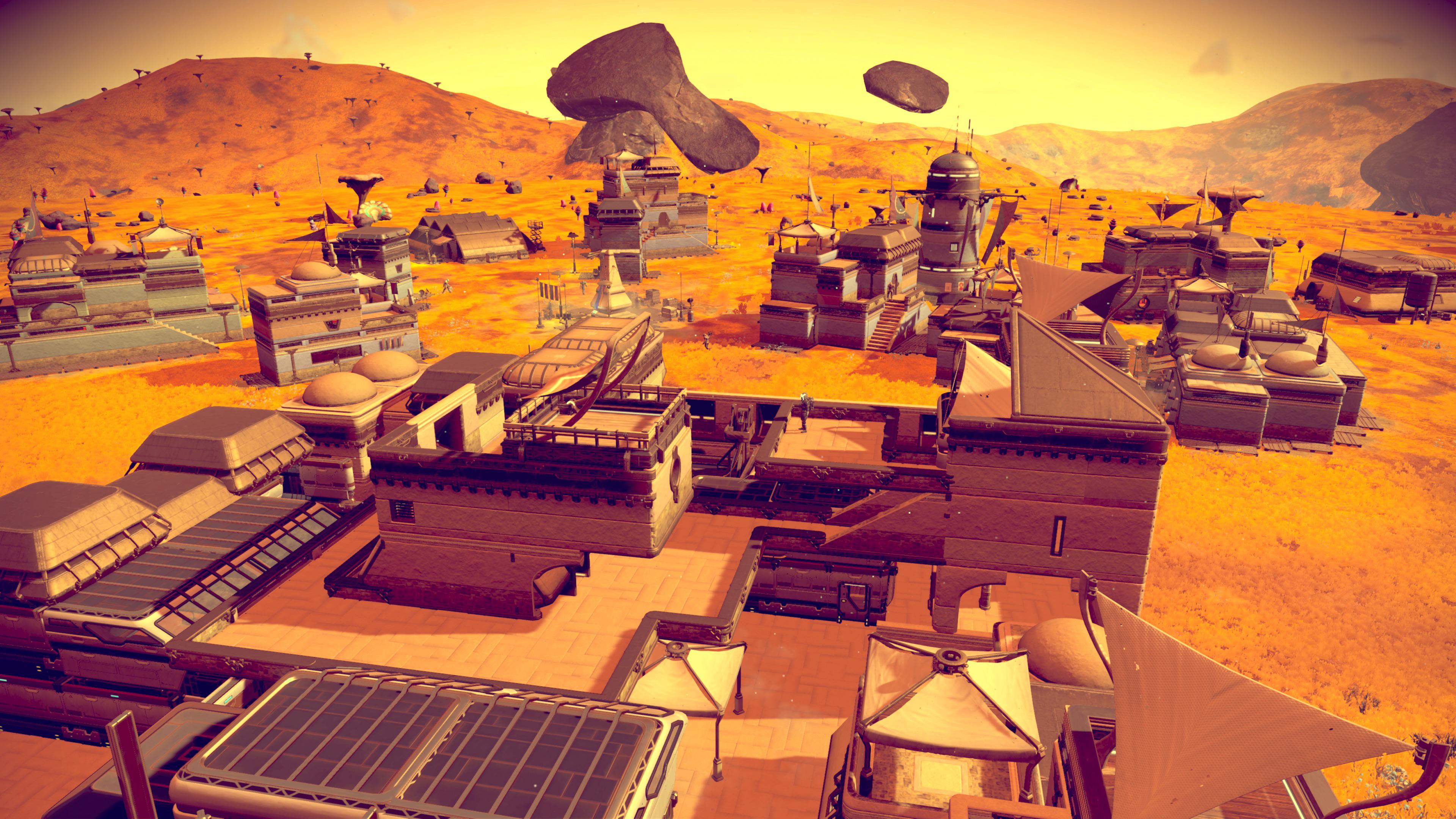 Building grand bazaar in my settlement, can’t wait till it’s done) r/NoMansSkyTheGame