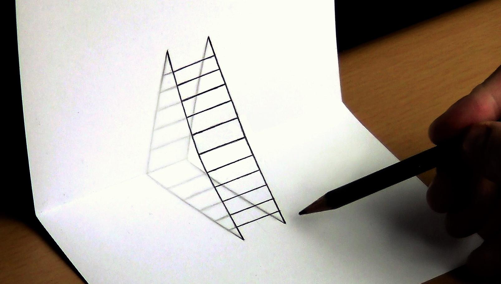 Easy 3d Drawing Draw Ladder Step By Step For Kids And