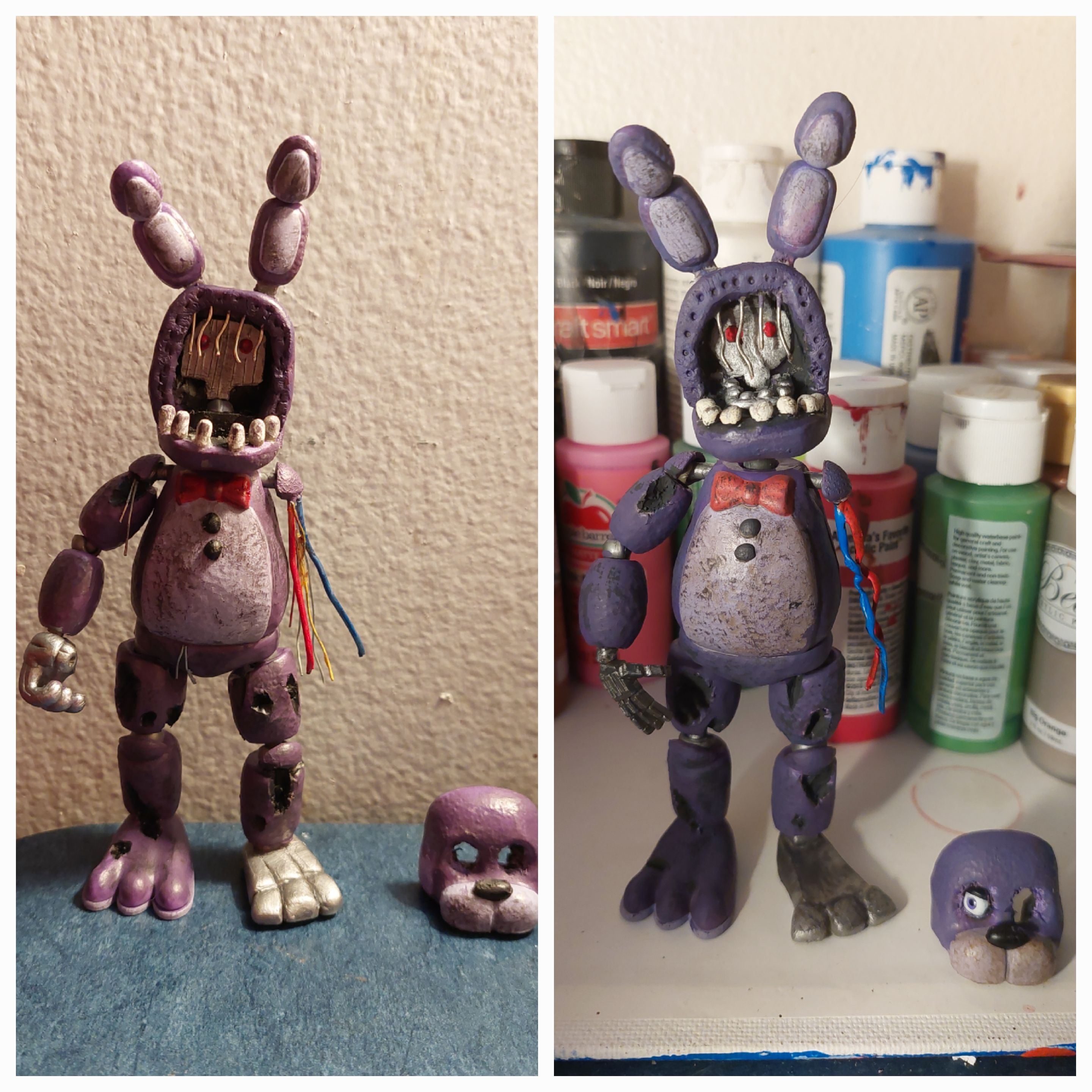 My two custom withered bonnie funko figure. which one is better? right