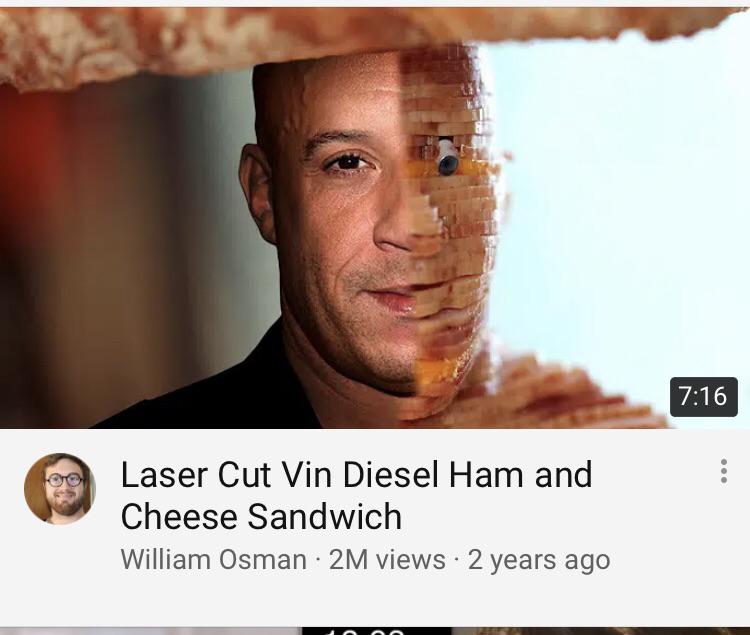 Laser Cut Vin Diesel Ham and Cheese Sandwich r/BrandNewSentence
