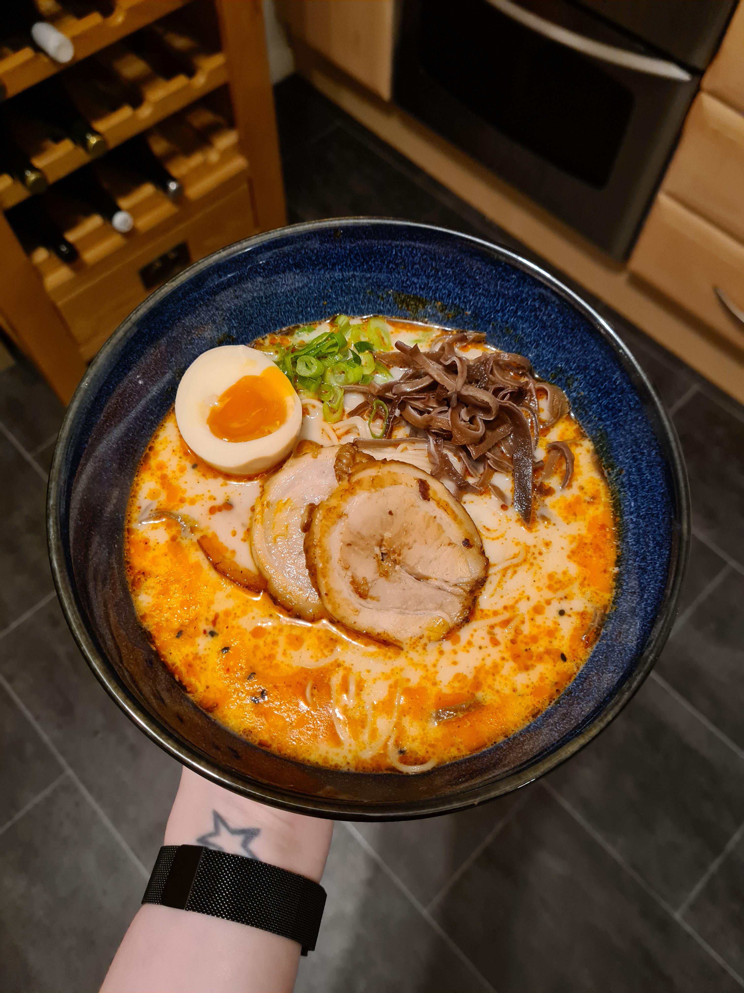 Sunset Red Tonkotsu (36 hour broth w/ szechuan chilli aroma oil and gochugaru + extra Chāshū