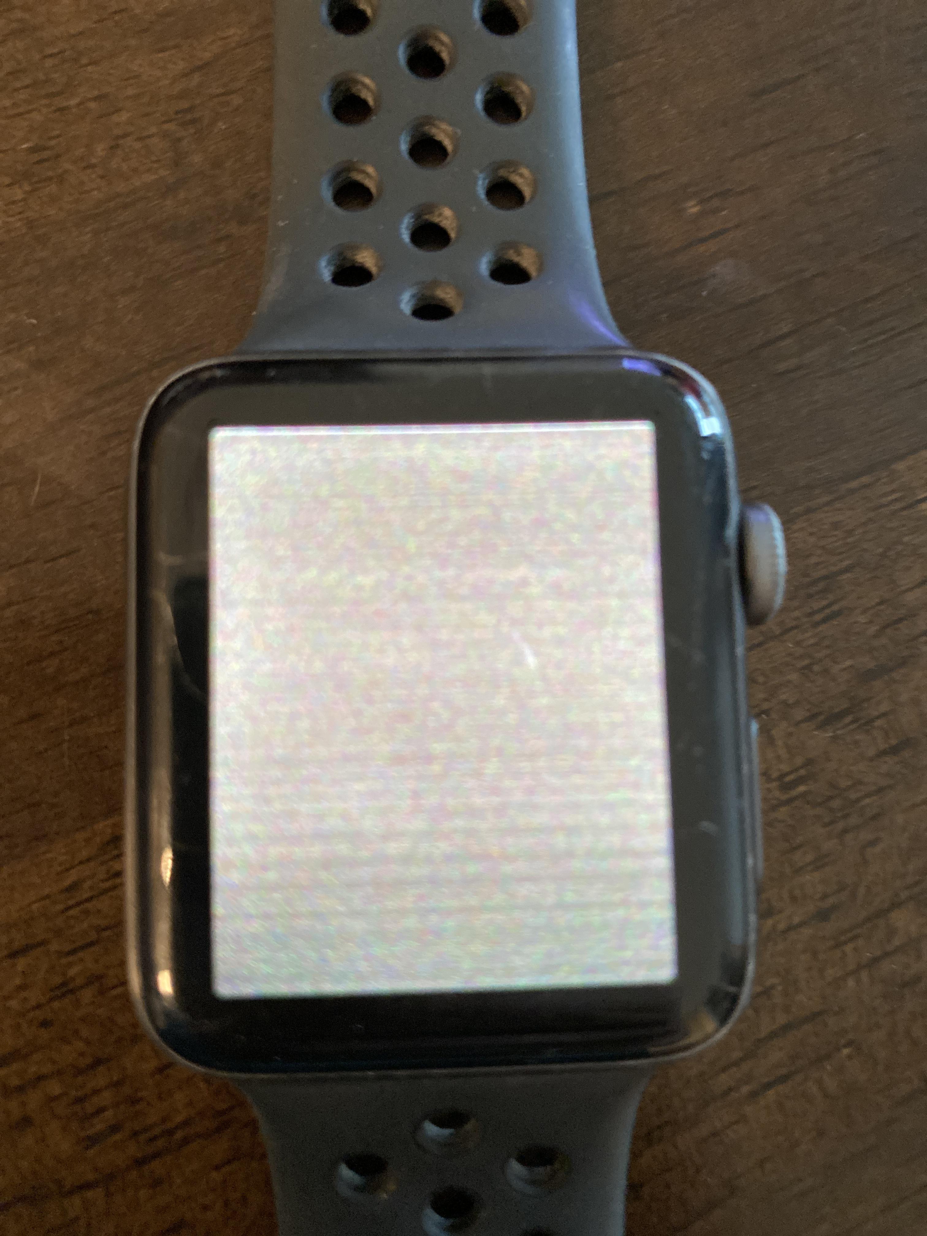 Series 3 screen went grey/brown. I can’t reset it, I don’t get the