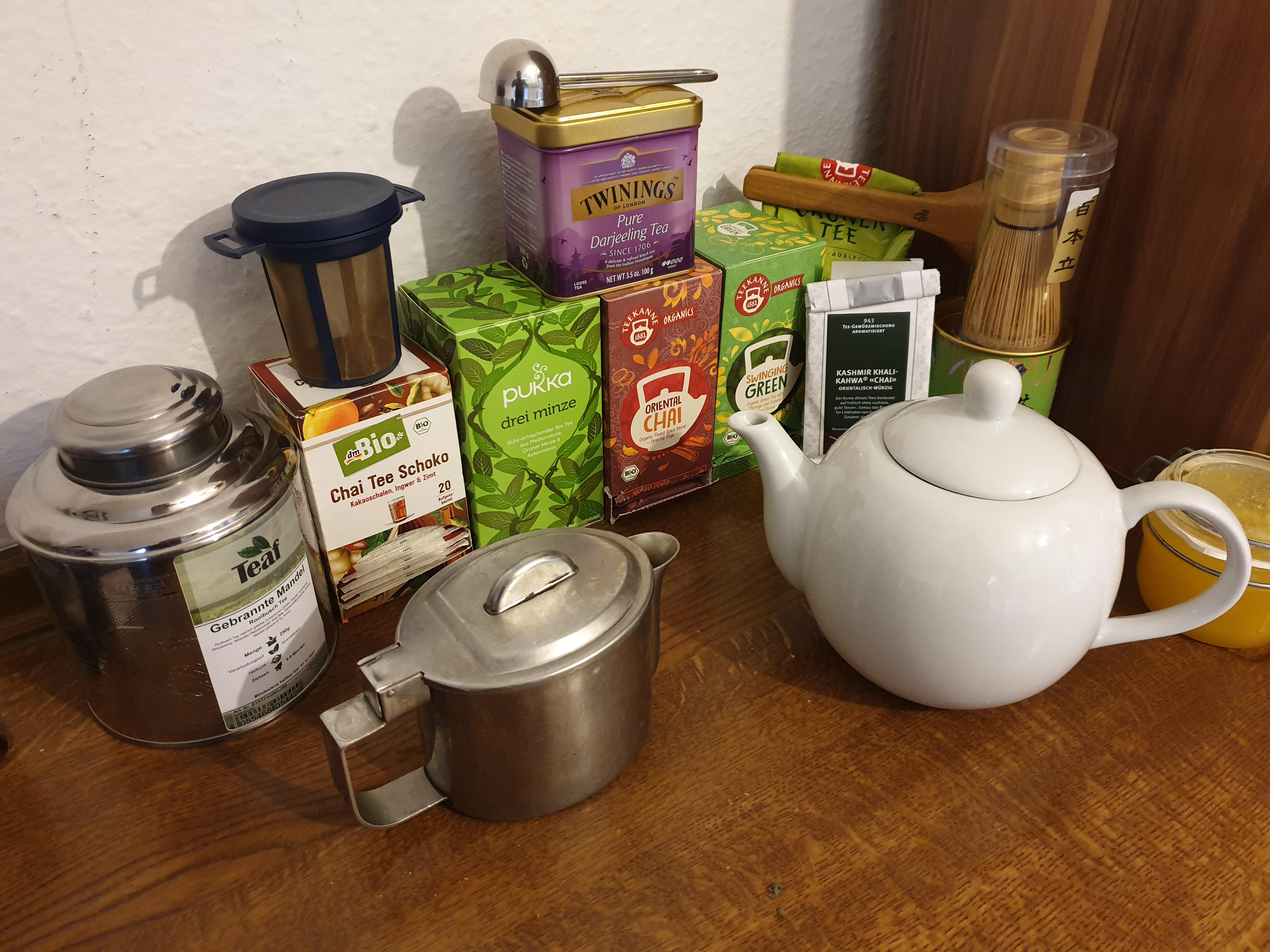 My humble tea corner in the kitchen. r/tea