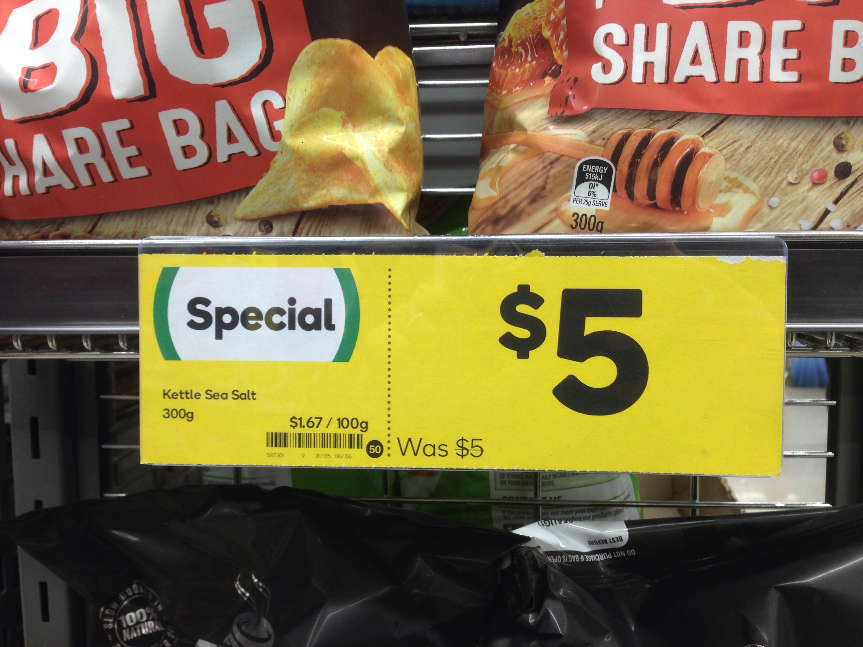 Chips on sale but actually with the same price (Woolies, Carlton ) r
