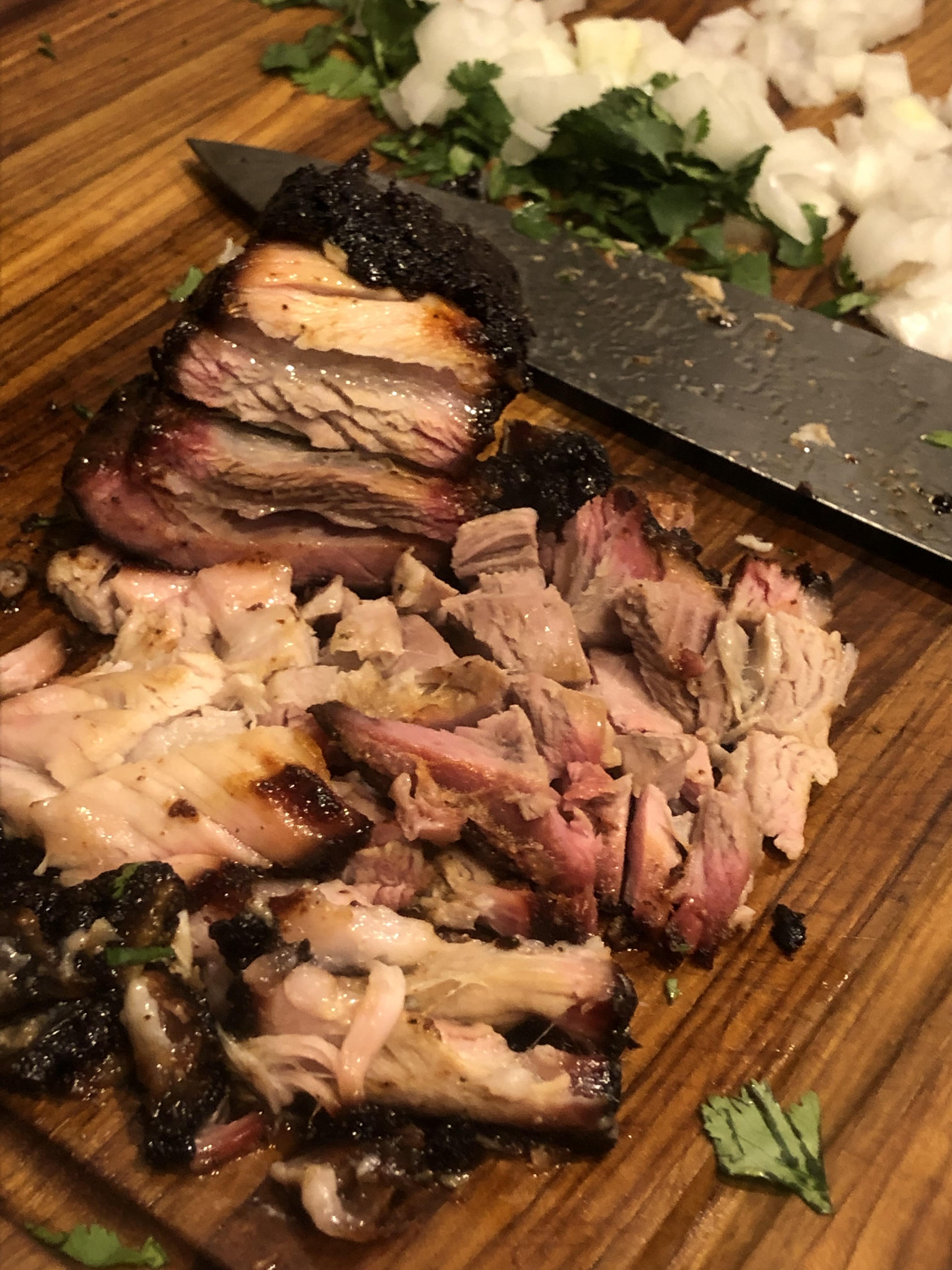 Korean, Chinese, Mexican fusion pork belly for tacos. r/BBQ