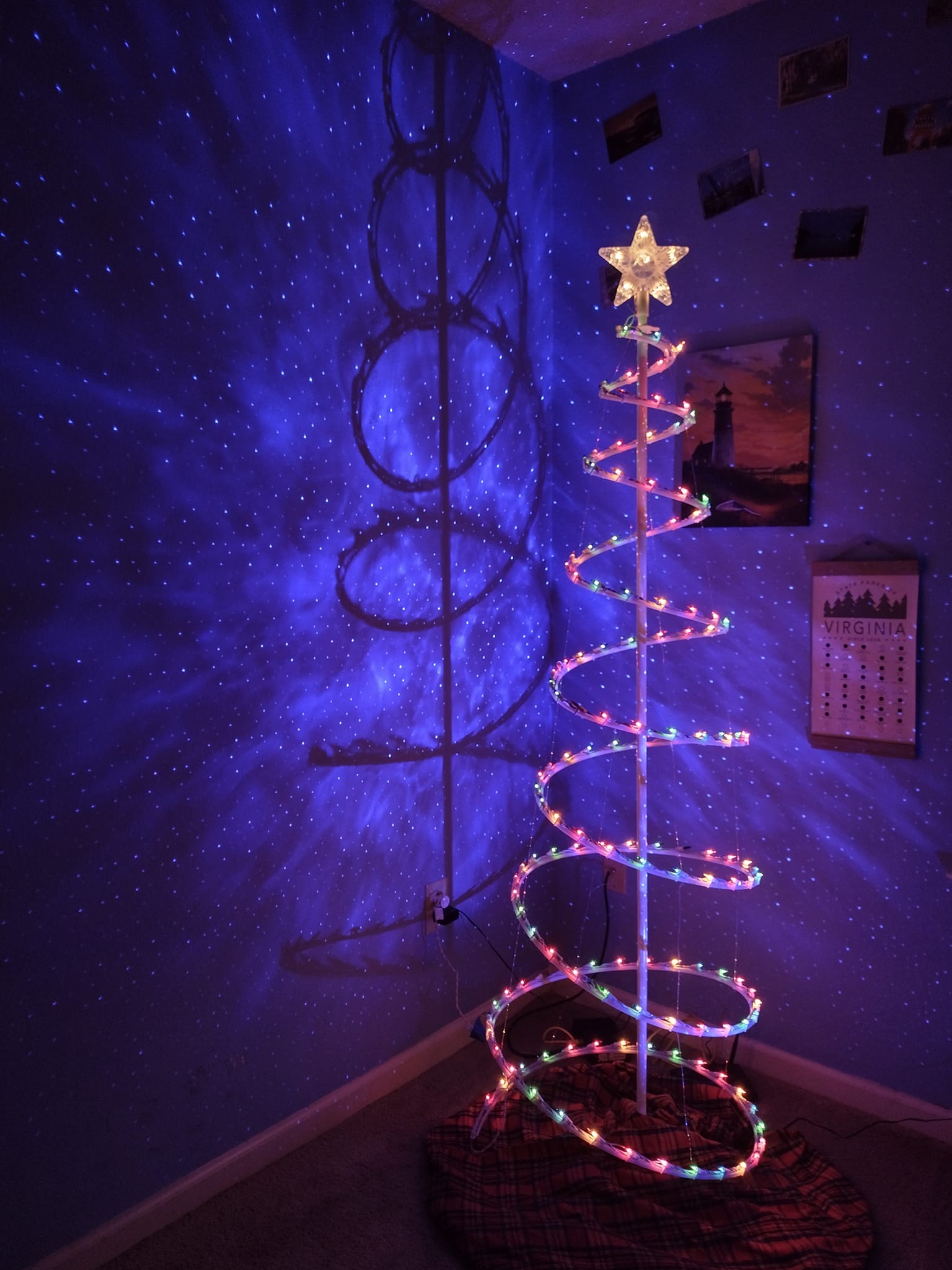 Christmas tree is up with my light projector. Sadly, I think this is