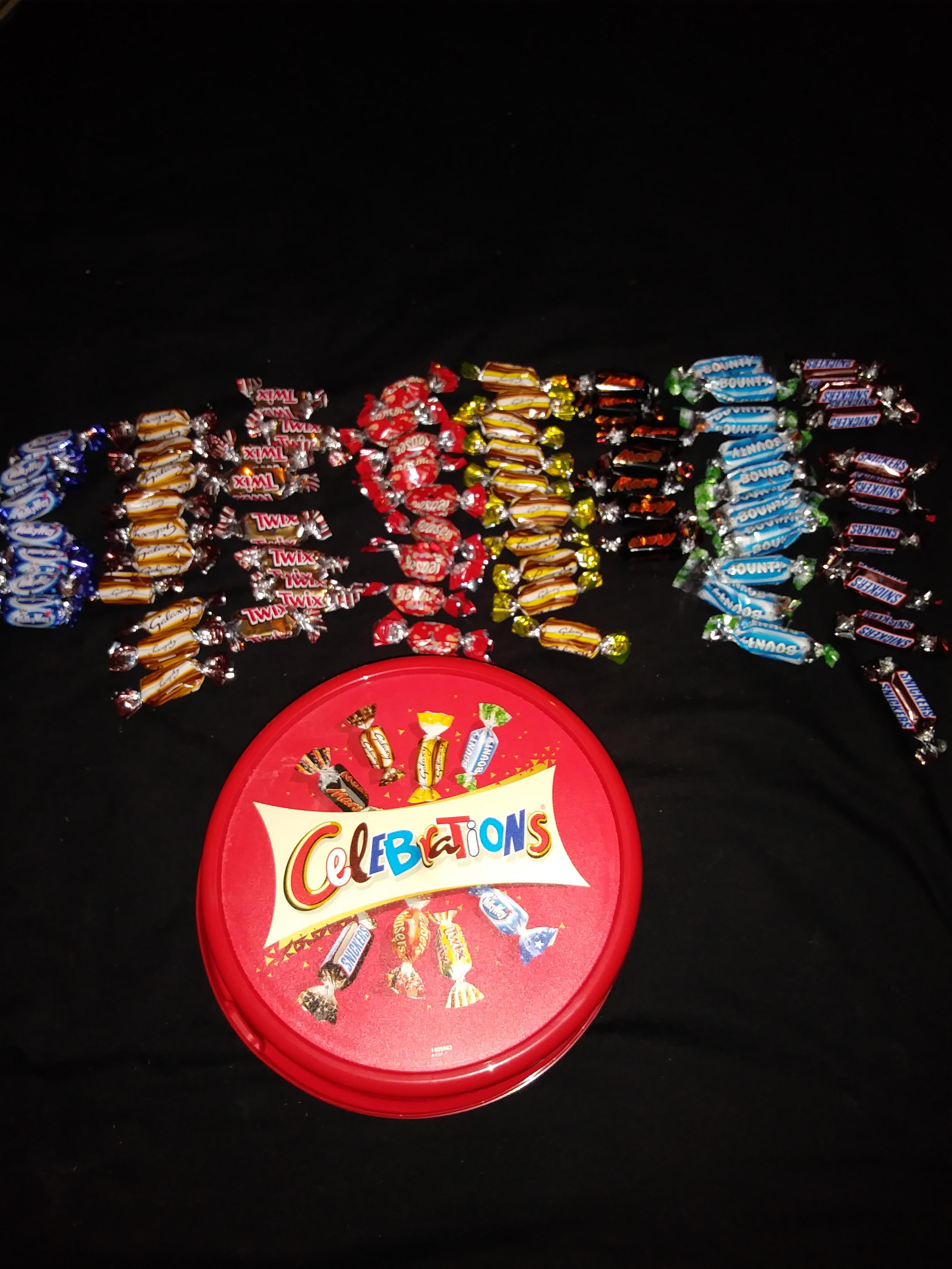 The distribution of chocolate in a tin of Celebrations r/CasualUK