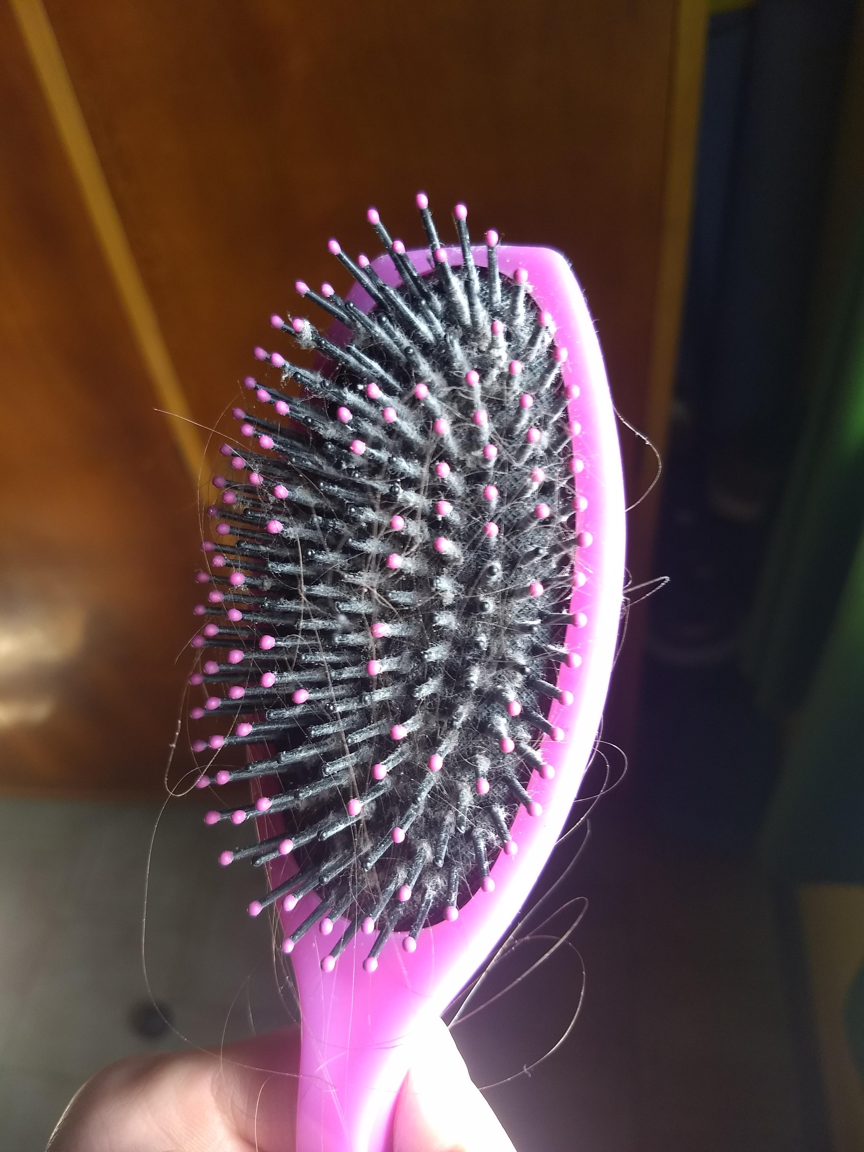 when I brush my hair my brush looks like this, with this thing white