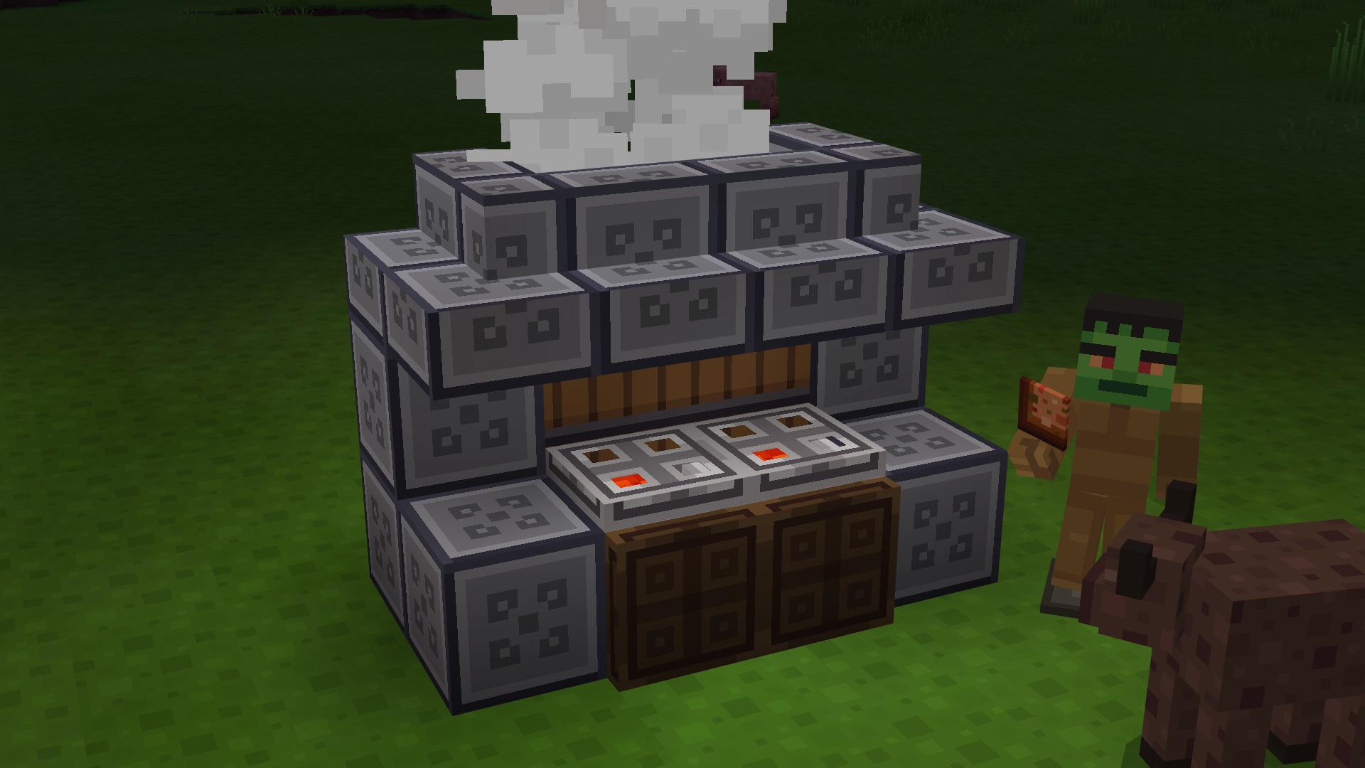 An outdoor grill using lava cauldrons r/Minecraft