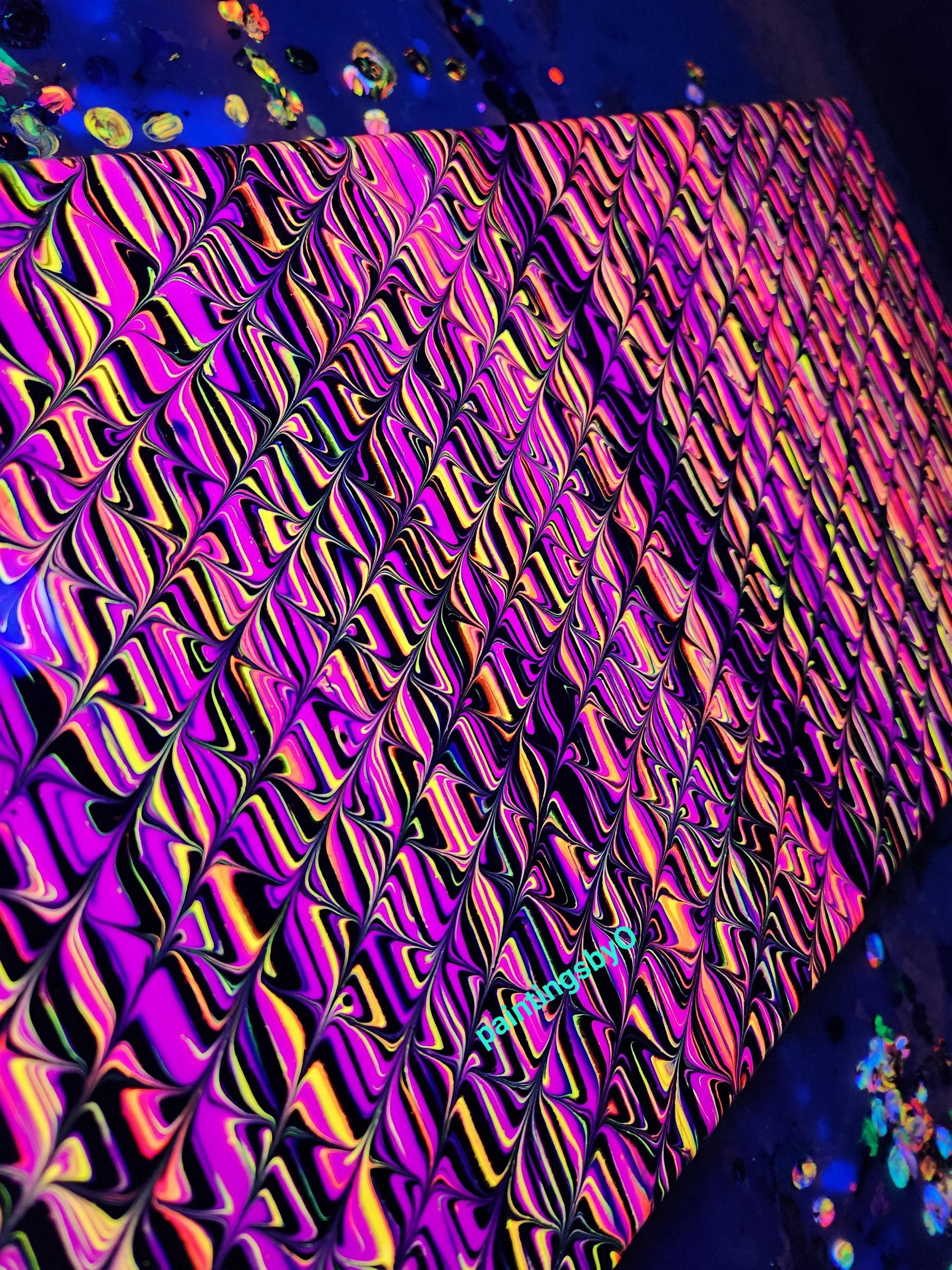 10x20in under black light, painted last night r/PourPainting