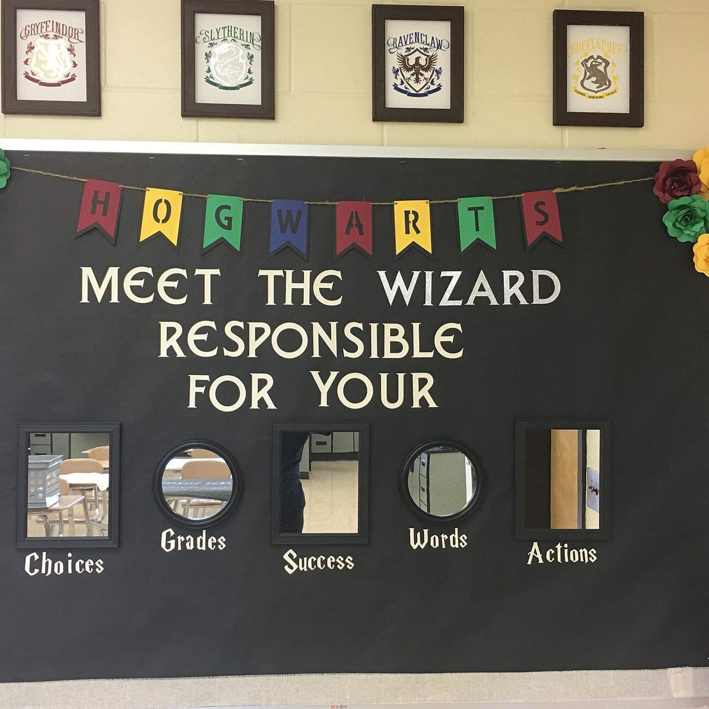 Harry Potter themed bulletin board created by teacher Erica Williams