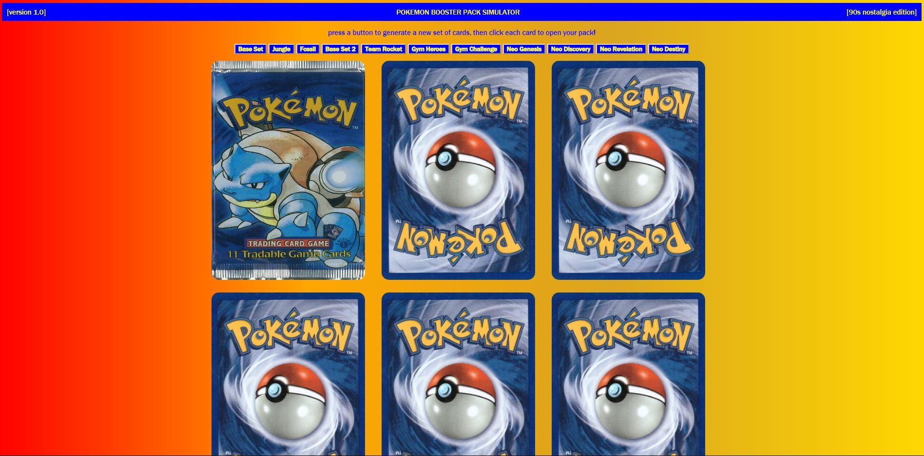 Booster Pack Simulator r/pokemon