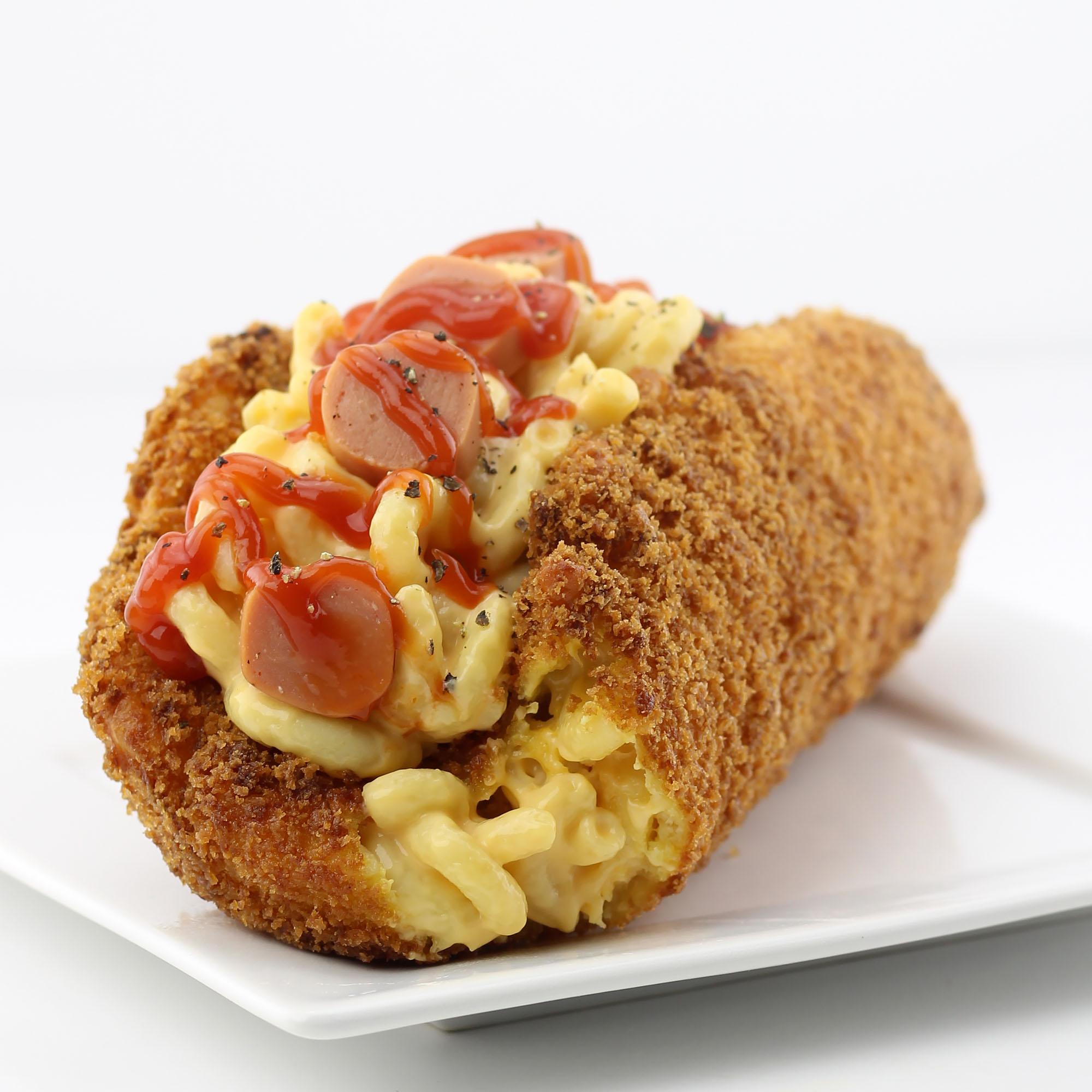 Deep Fried Macaroni and Cheese Taco Shell Filled With More Mac & Cheese