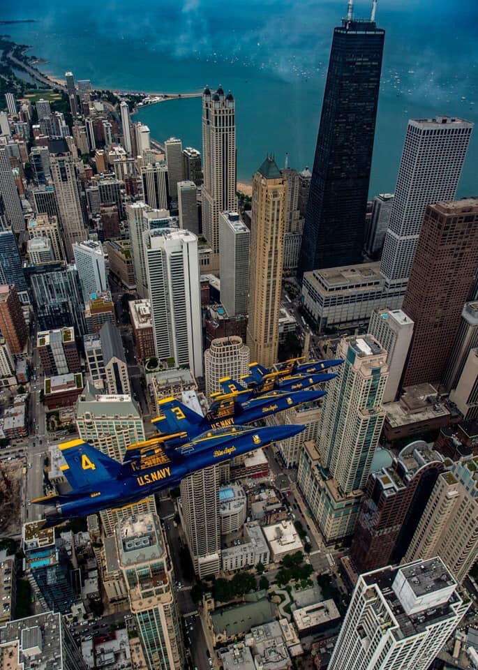 Blue Angels flying over Chicago for Air & Water Show 2019 Photo