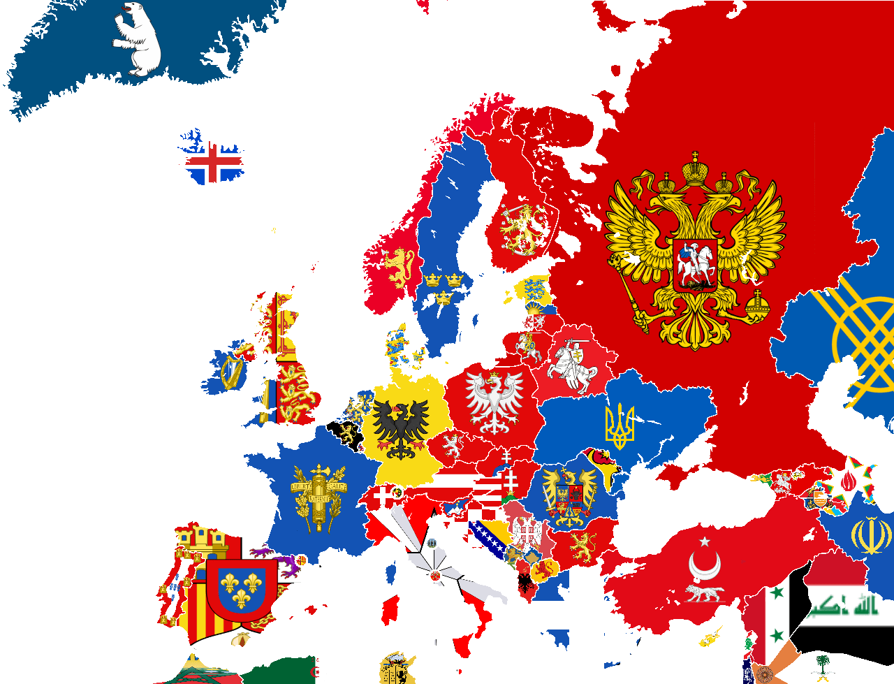 Alternate map, probably showing country flags had Germany won WW1