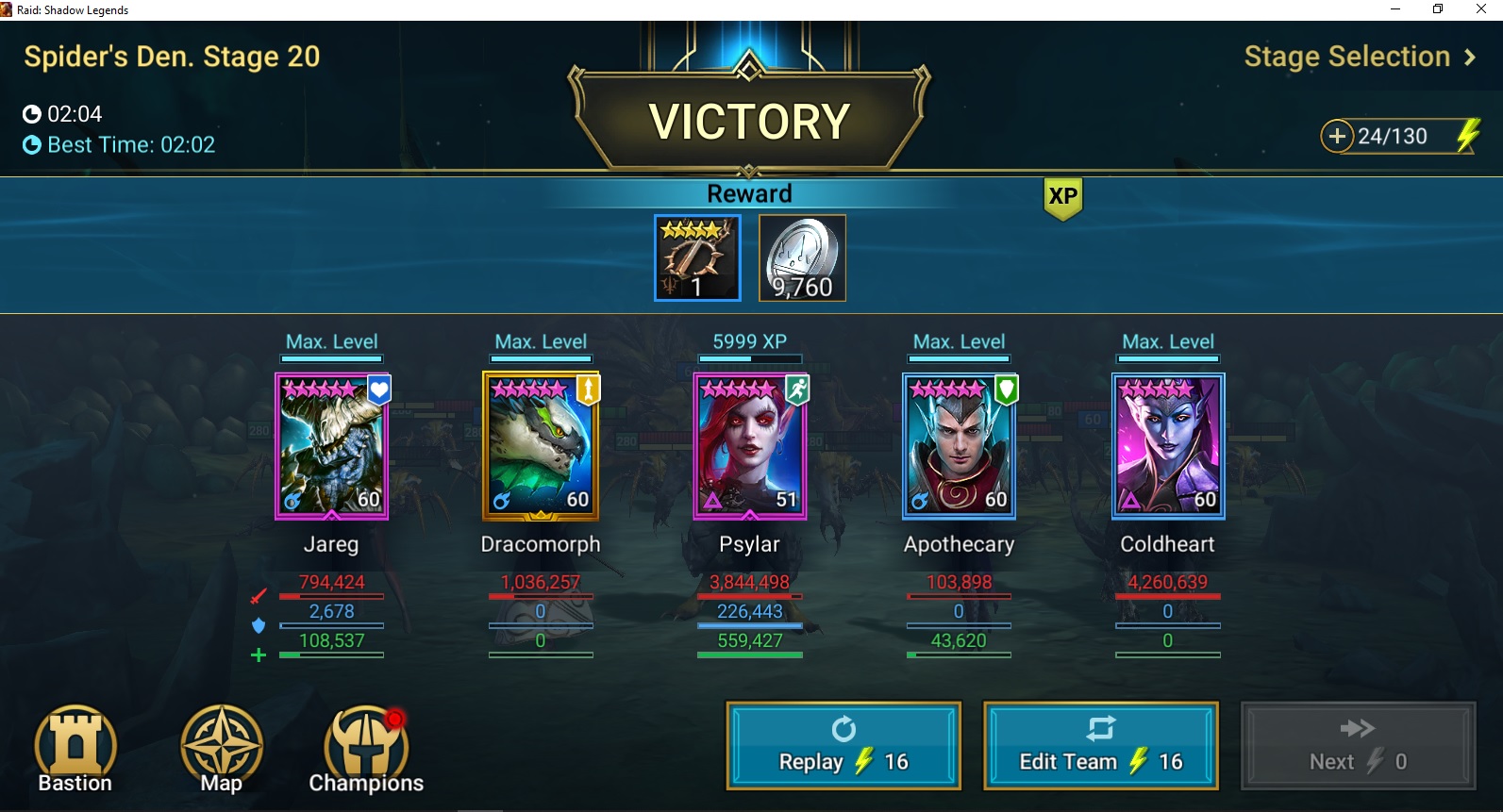 My spider 20 team i used to finish missions and get Arbiter RaidShadowLegends