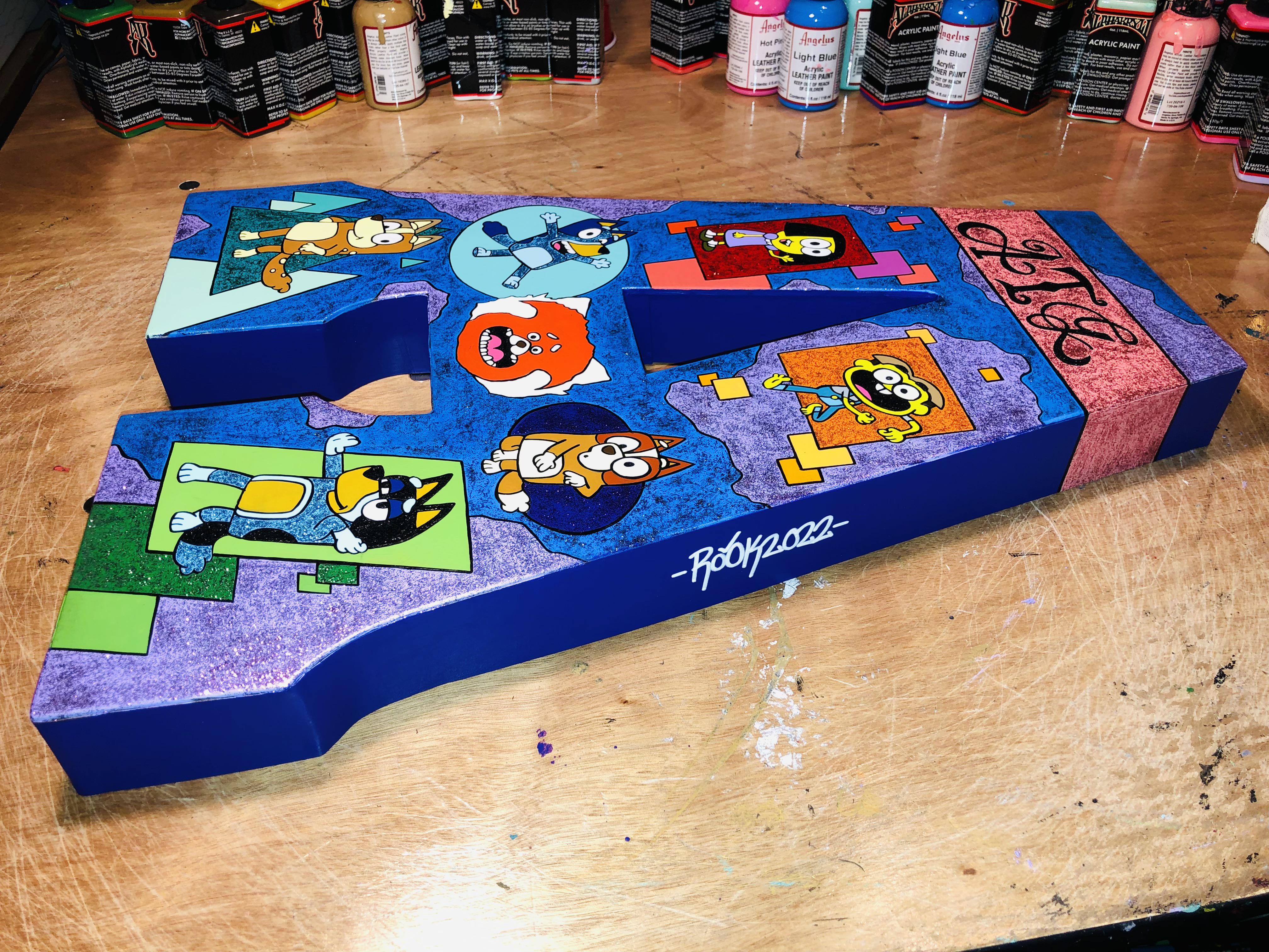 Hand painted metal A by myself. Message if you would like your own