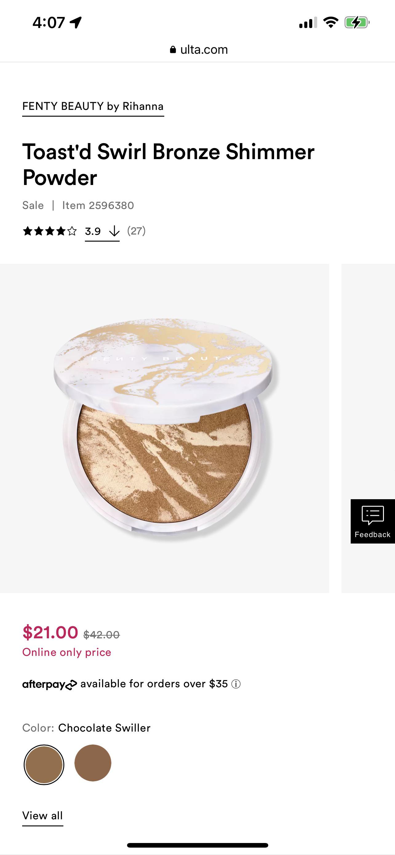Ulta Beauty Fenty Beauty Toast’d Swirl Bronze Shimmer Powder on sale