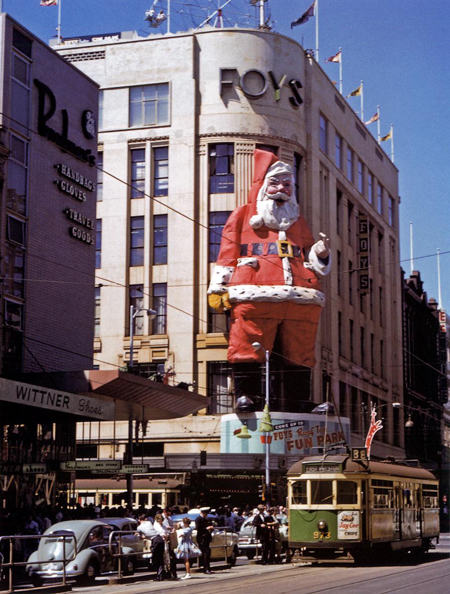 Foys department store Santa, corner of Bourke and Swanston Street